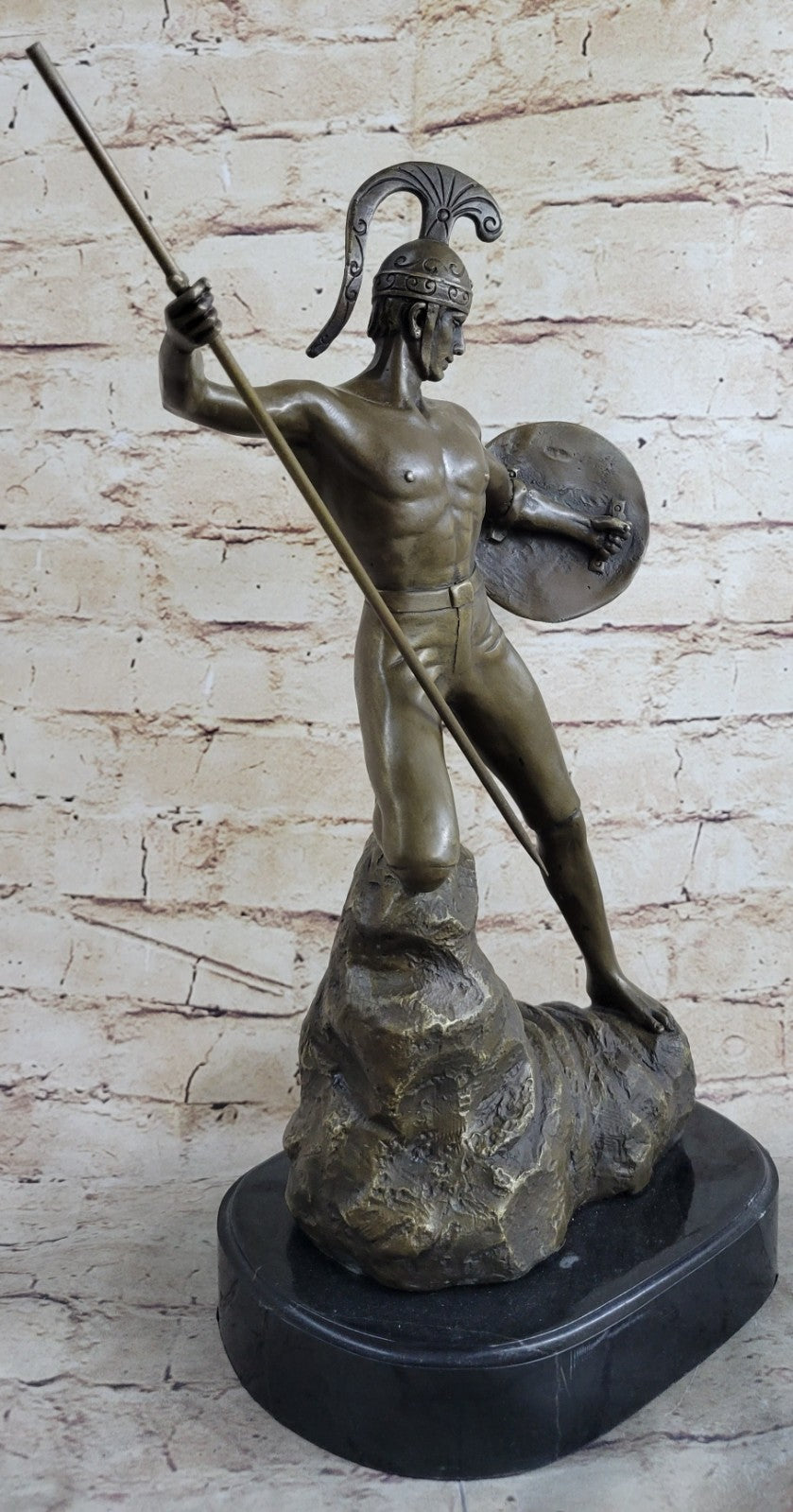 16" Western Art Bronze Statue Famous Roman warrior shield Statue Sculpture Sale