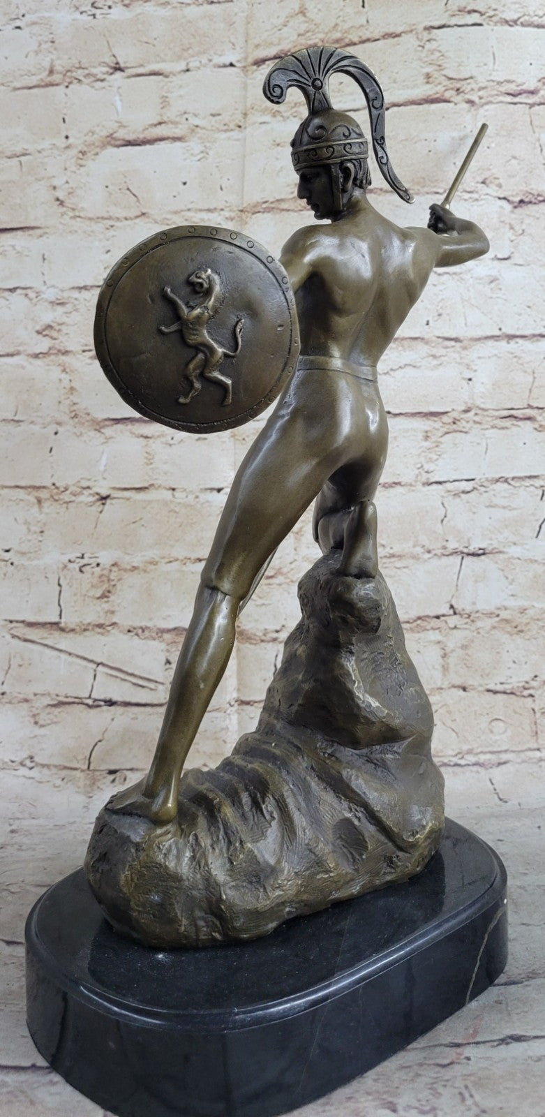 16" Western Art Bronze Statue Famous Roman warrior shield Statue Sculpture Sale