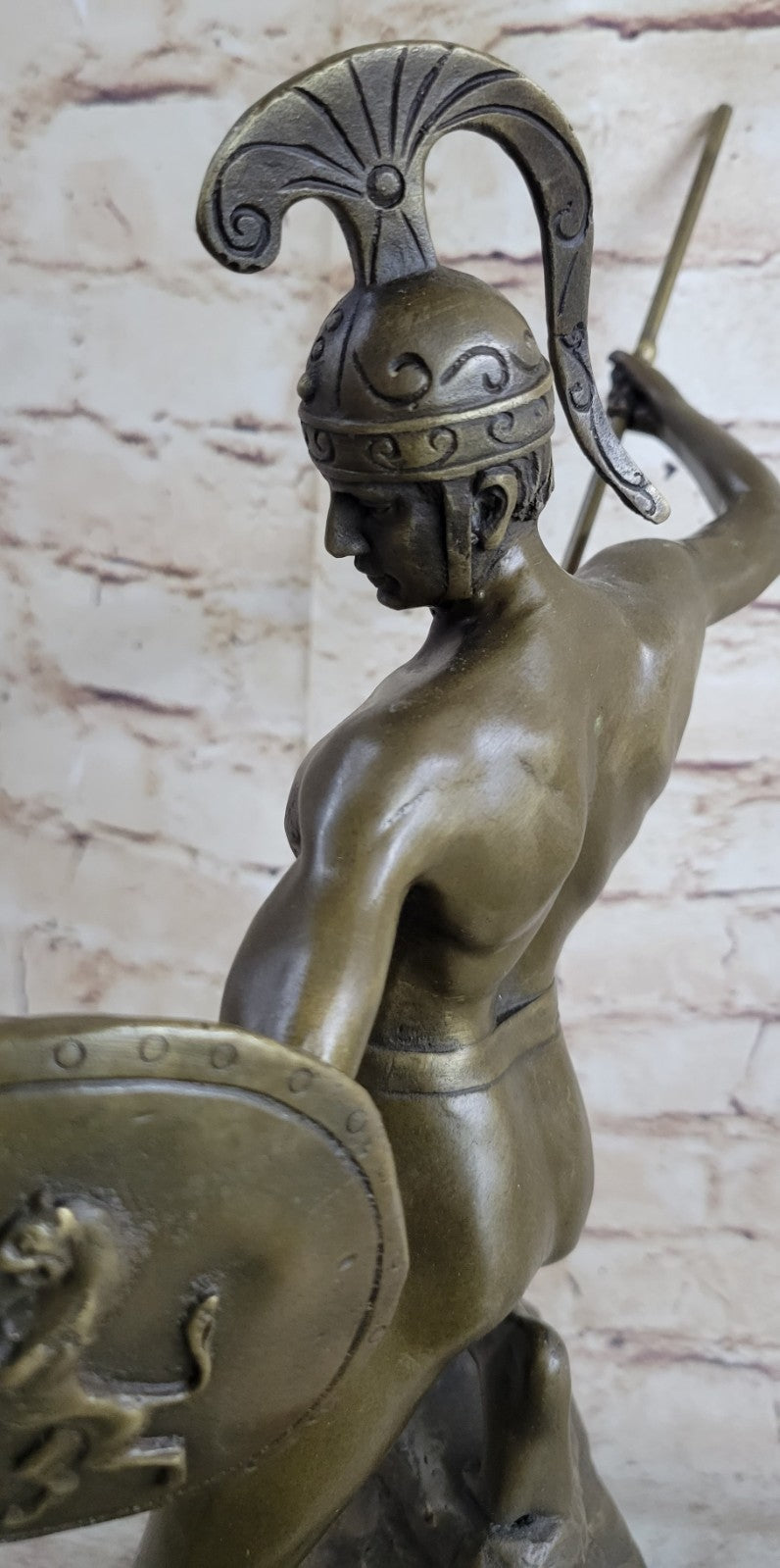 16" Western Art Bronze Statue Famous Roman warrior shield Statue Sculpture Sale