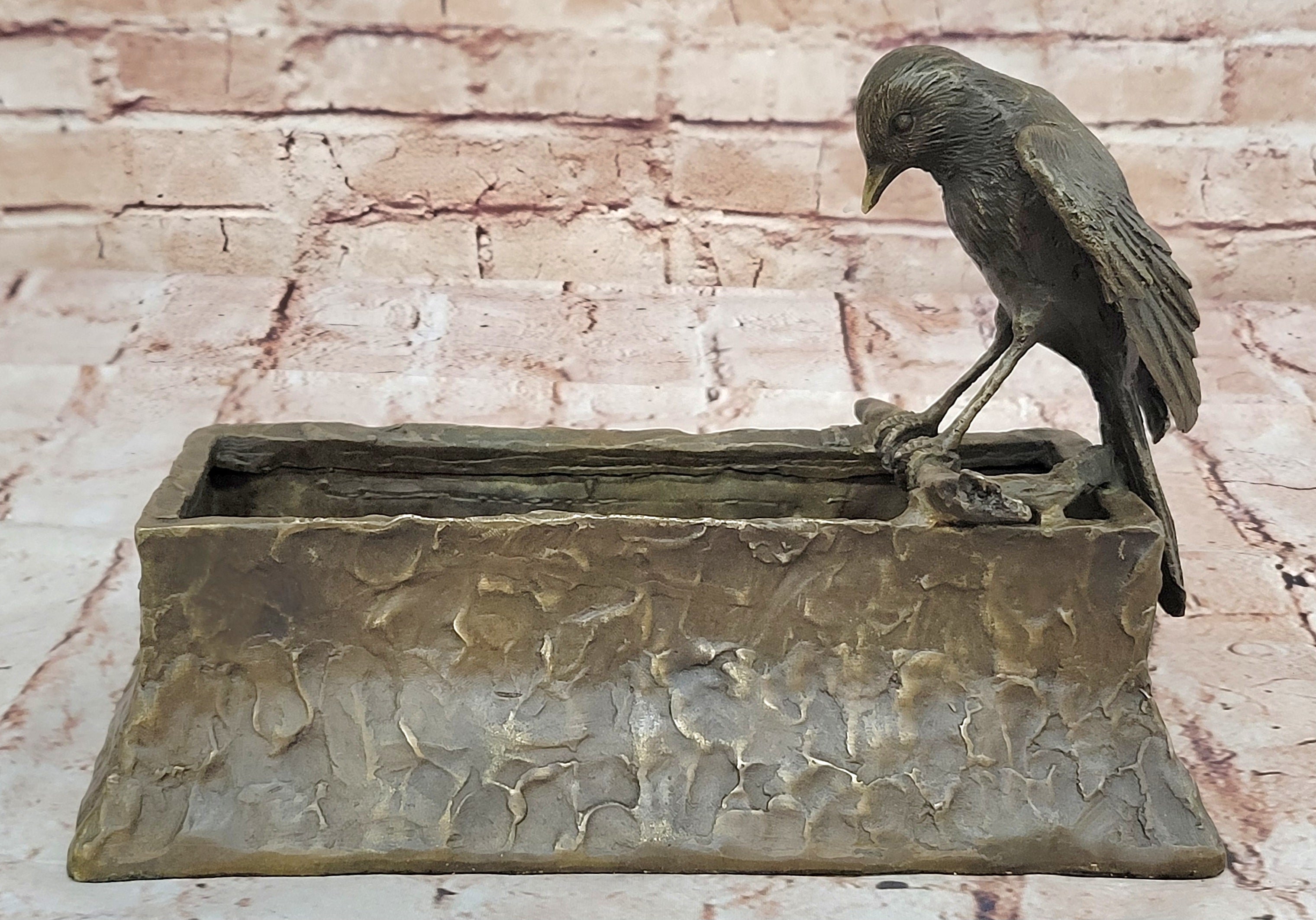 Handmade Art and Collectibles Handcrafted Love Bird Planter Bronze Statue Gift NR