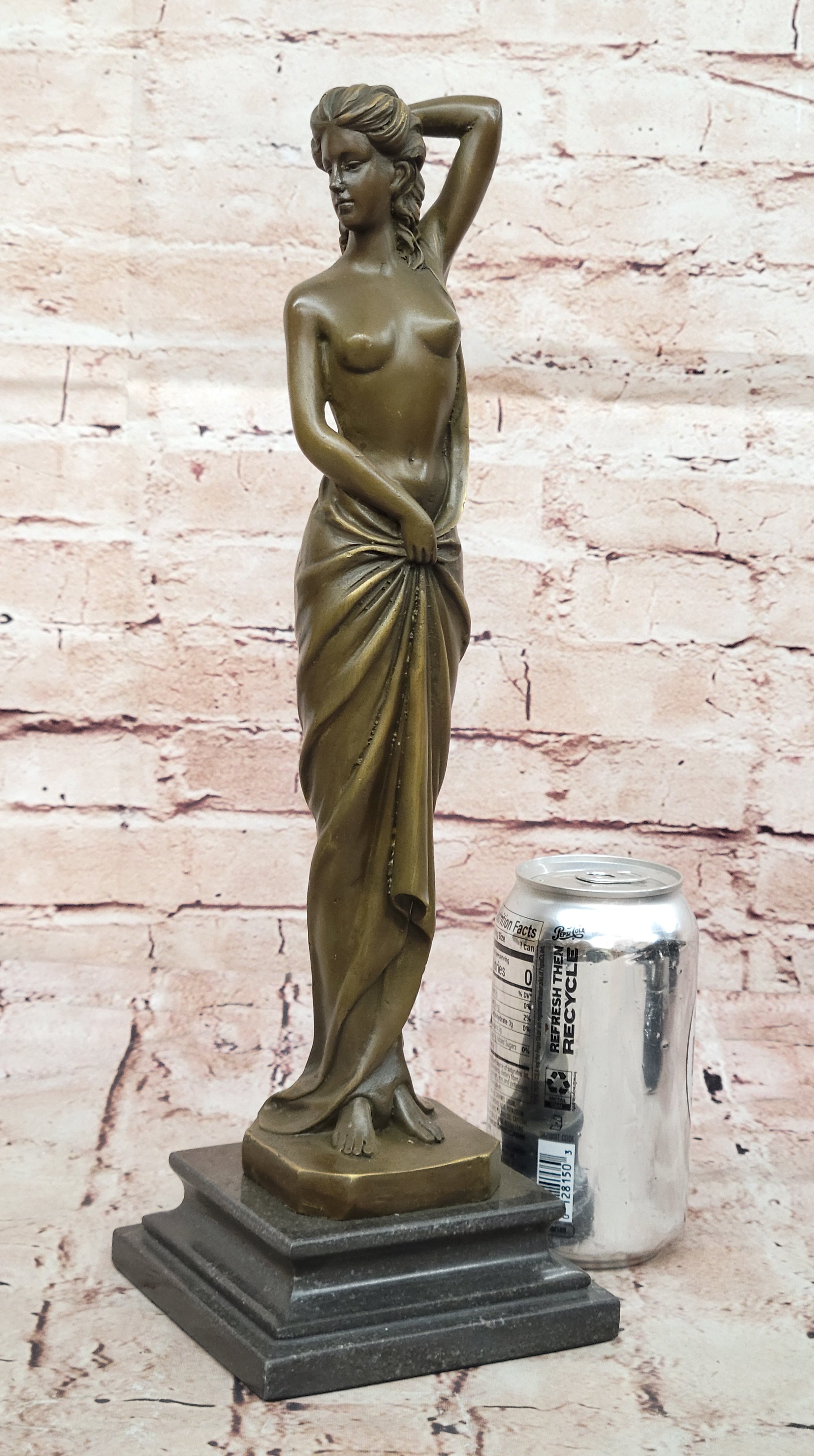 Erotic Nude Real Bronze Sculpture Statue Sexy Girl Holding Up Her Dress Décor