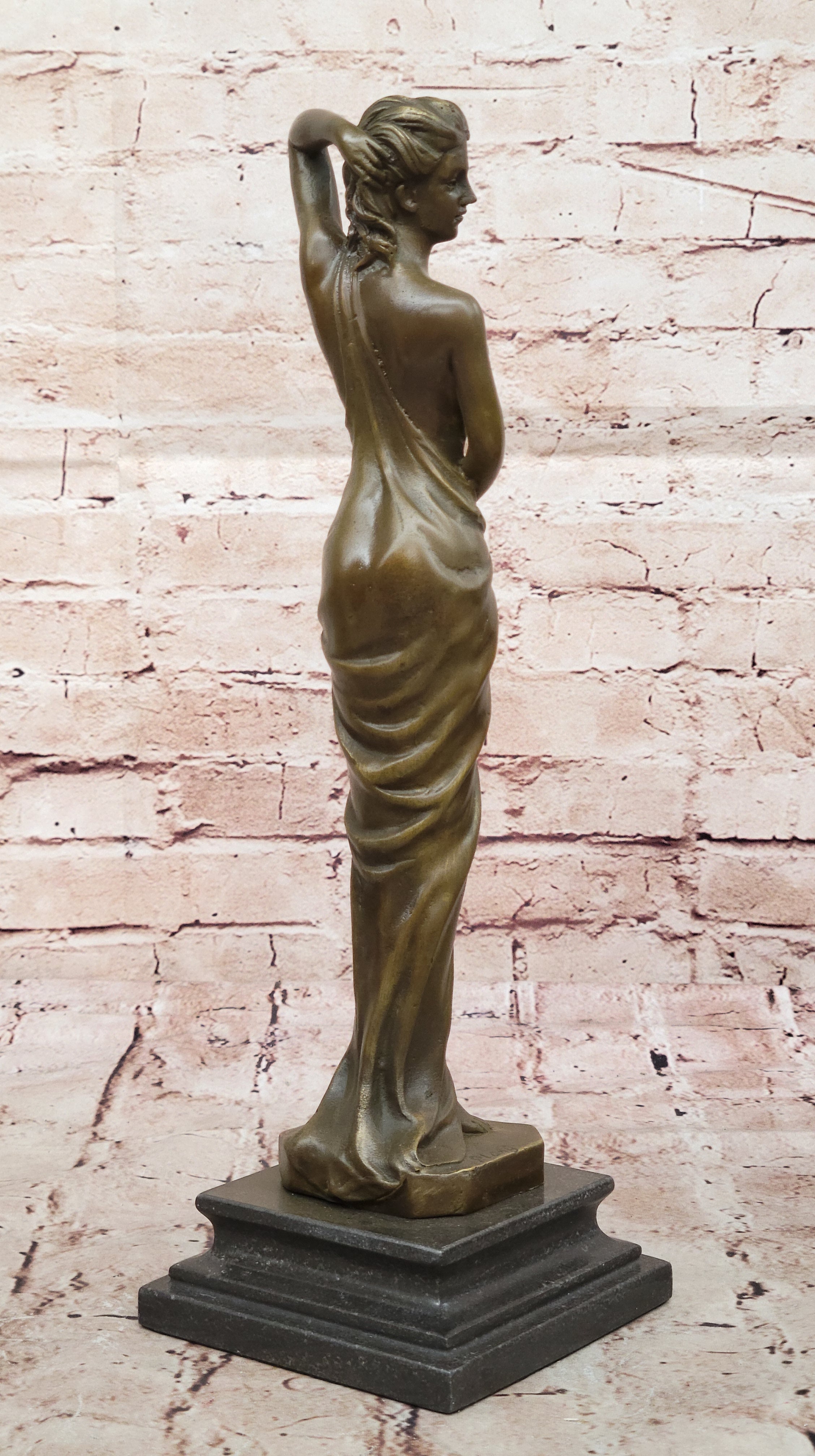Erotic Nude Real Bronze Sculpture Statue Sexy Girl Holding Up Her Dress Décor