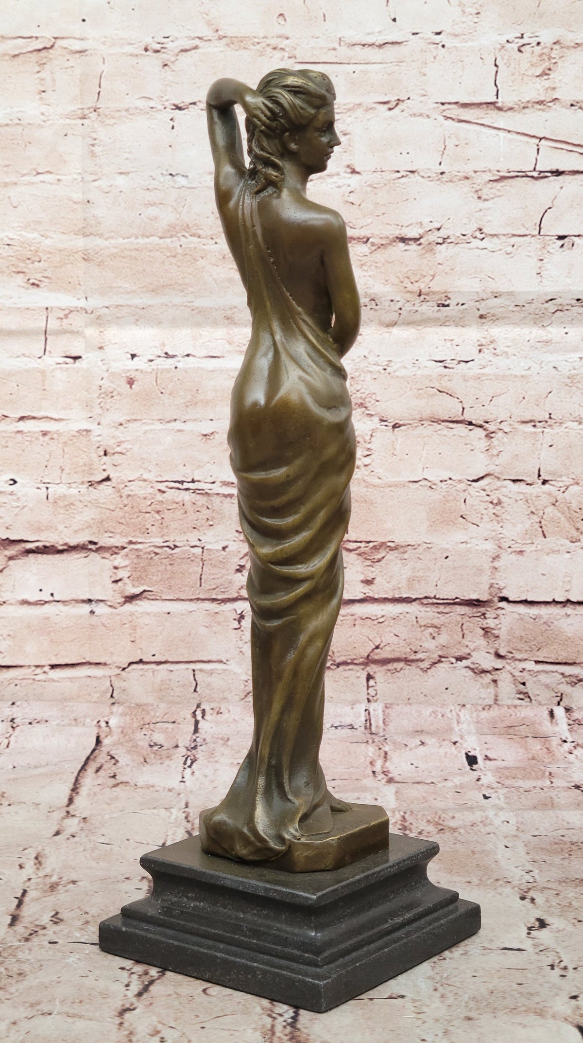 Erotic Nude Real Bronze Sculpture Statue Sexy Girl Holding Up Her Dress Décor
