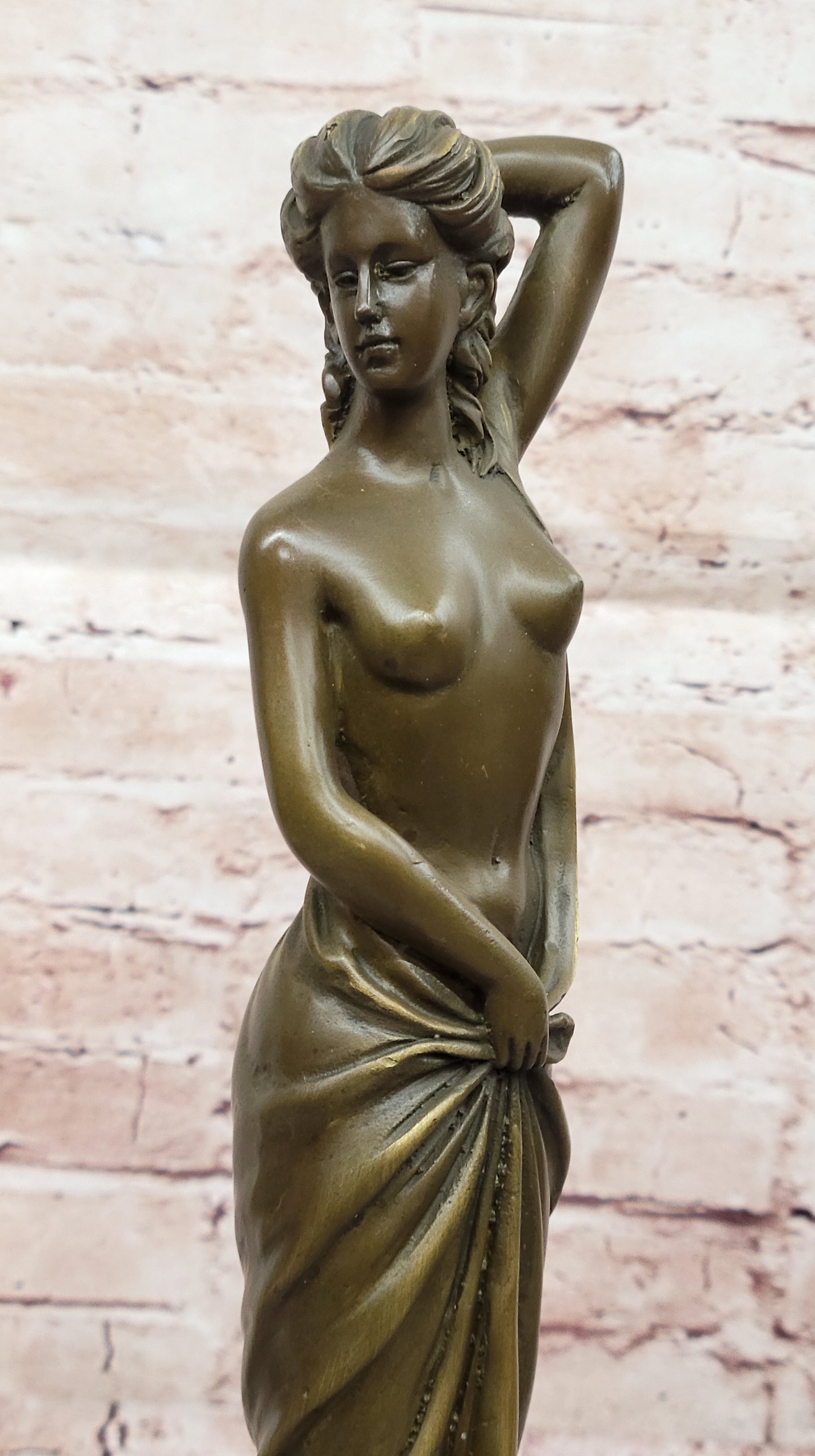 Erotic Nude Real Bronze Sculpture Statue Sexy Girl Holding Up Her Dress Décor