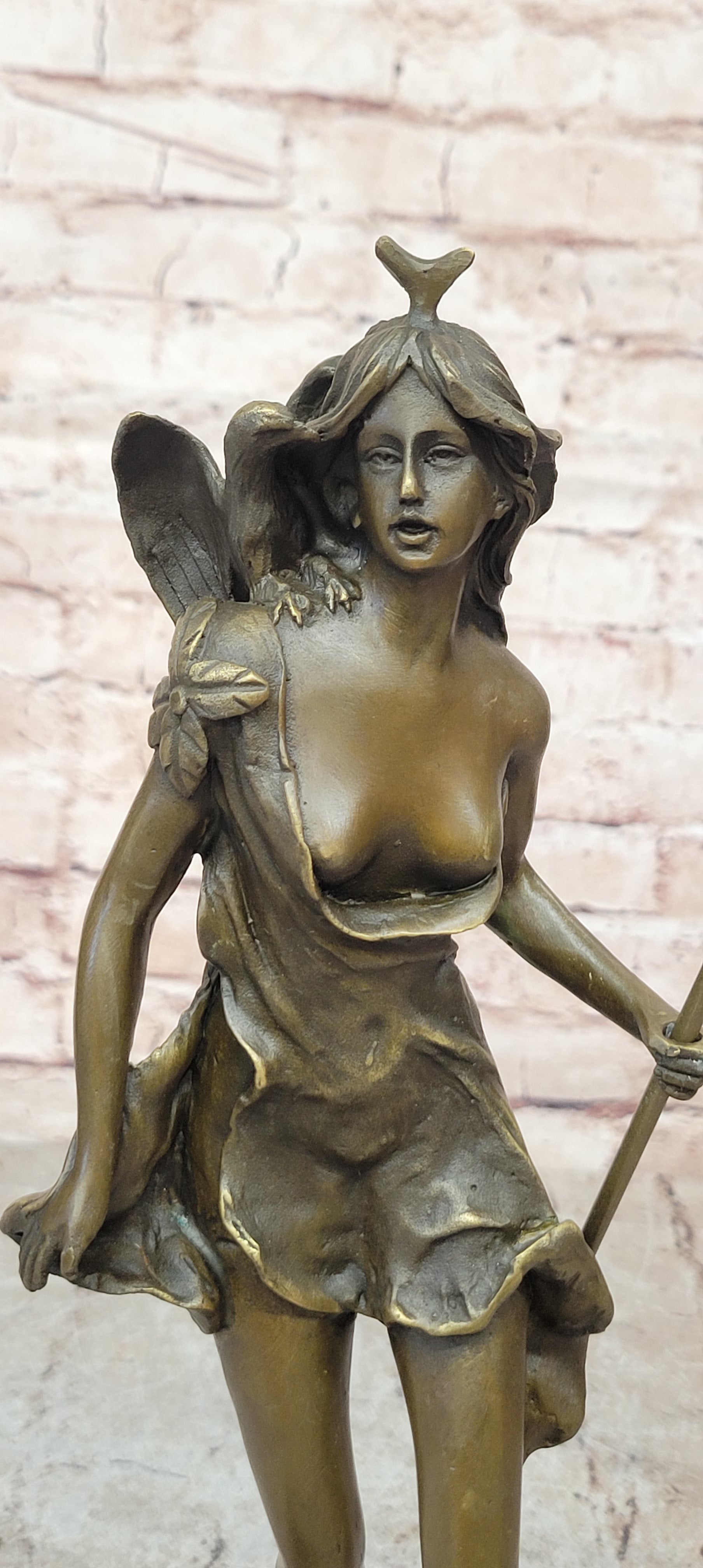 Diana the Huntress Goddess Hunting Handmade Bronze Figure Sculpture Brown Patina