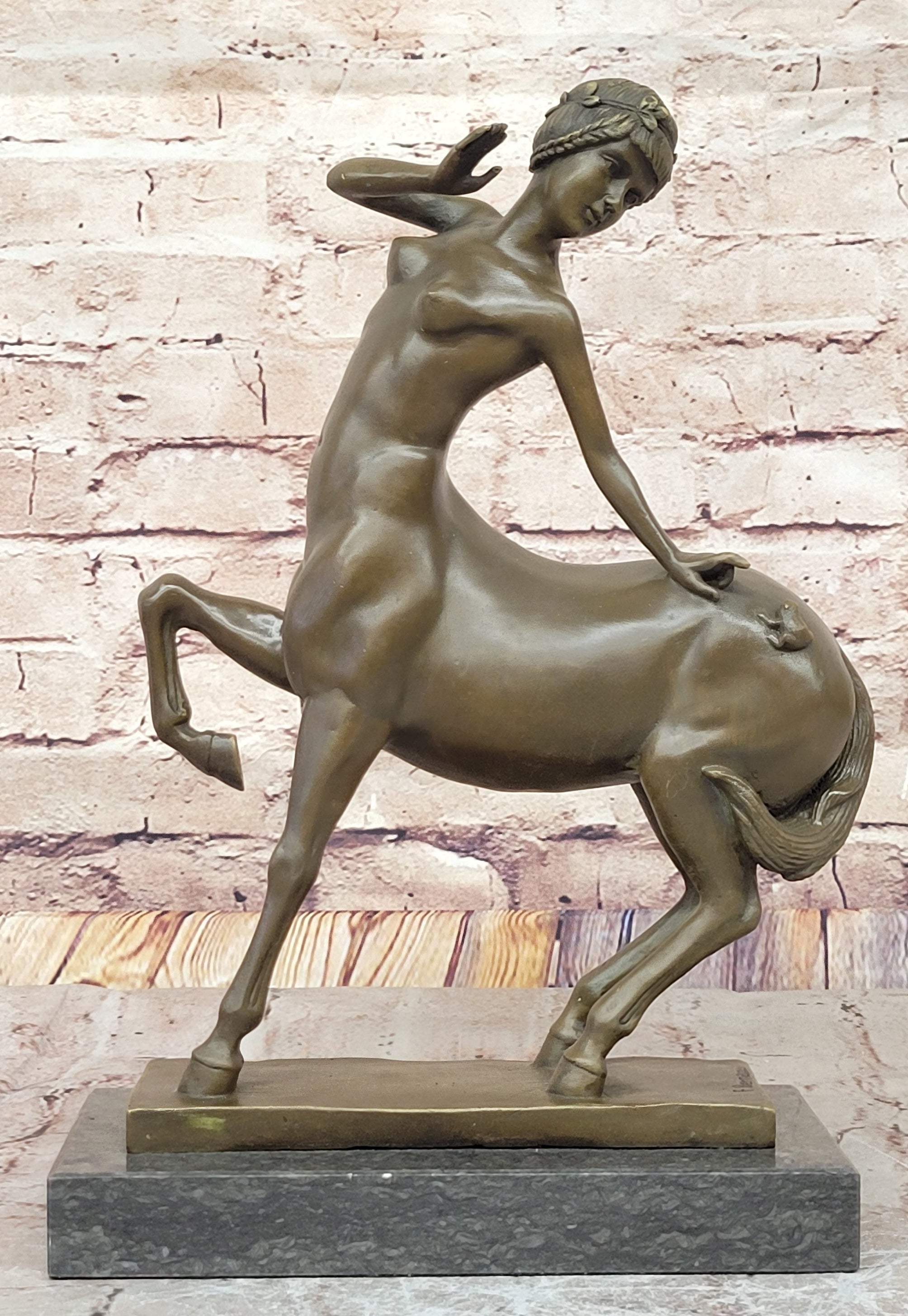 Buy Bronze Centaur Sculpture – Semi-Nude Female Half-Woman, Half-Horse Mythical Art by B. Bernauar