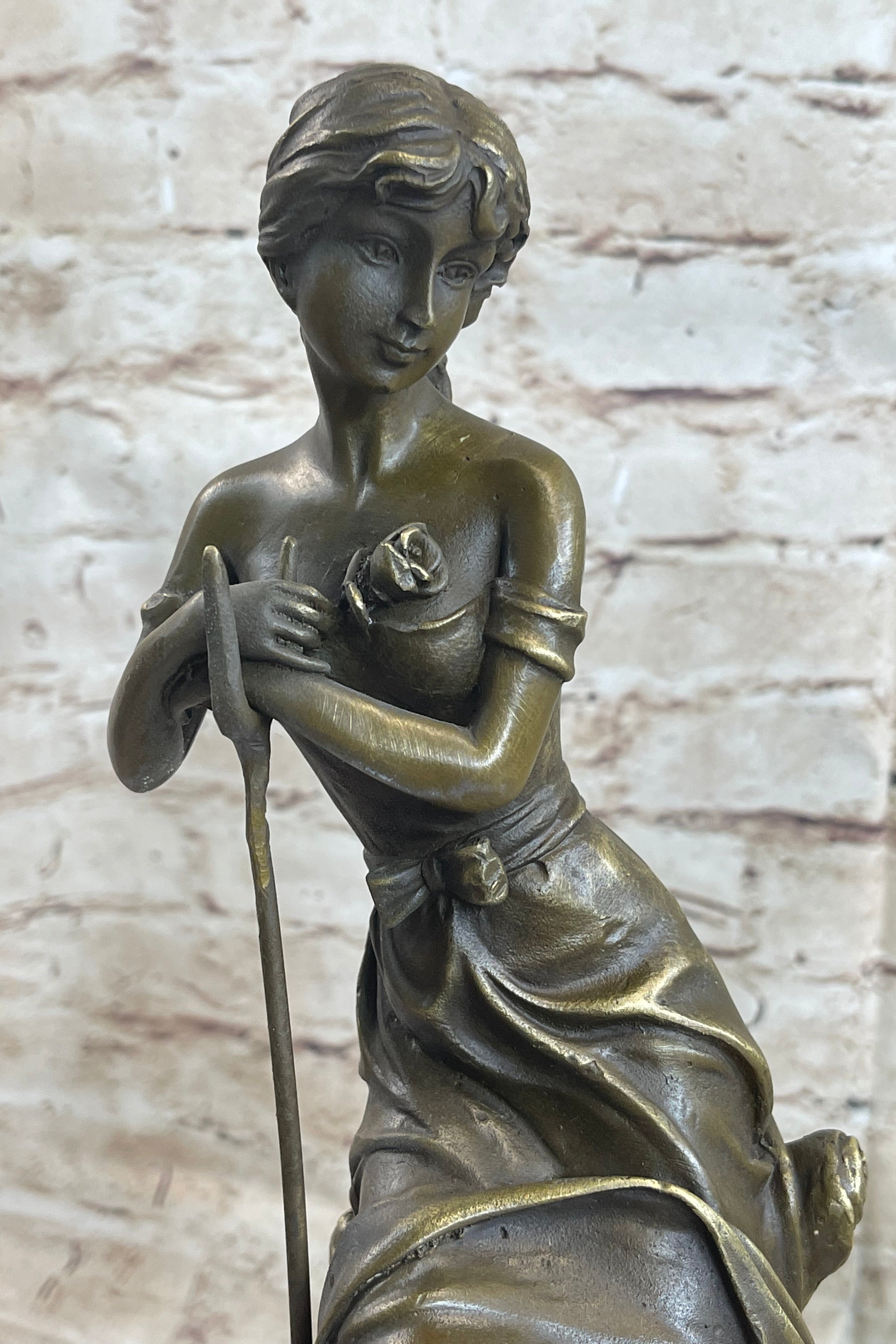 Gift Nouveau Signed Moreau Great Detail 100% Real Bronze Sculpture Marble Statue