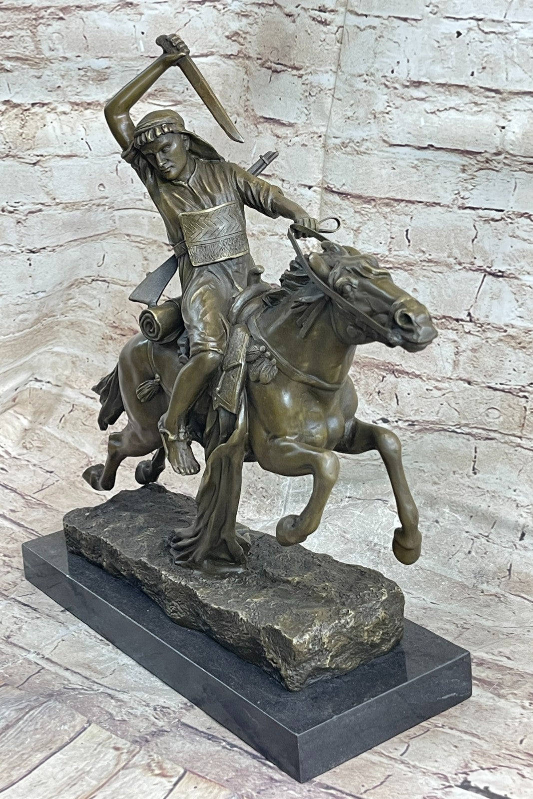 Franz Bergman - Austrian cold painted bronze Arab on horseback with Sword