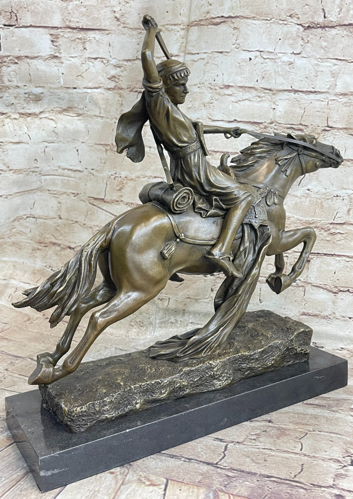 Franz Bergman - Austrian cold painted bronze Arab on horseback with Sword