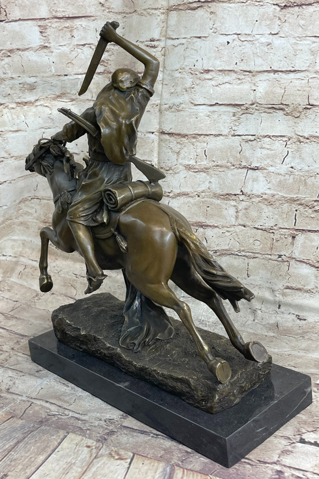 Franz Bergman - Austrian cold painted bronze Arab on horseback with Sword