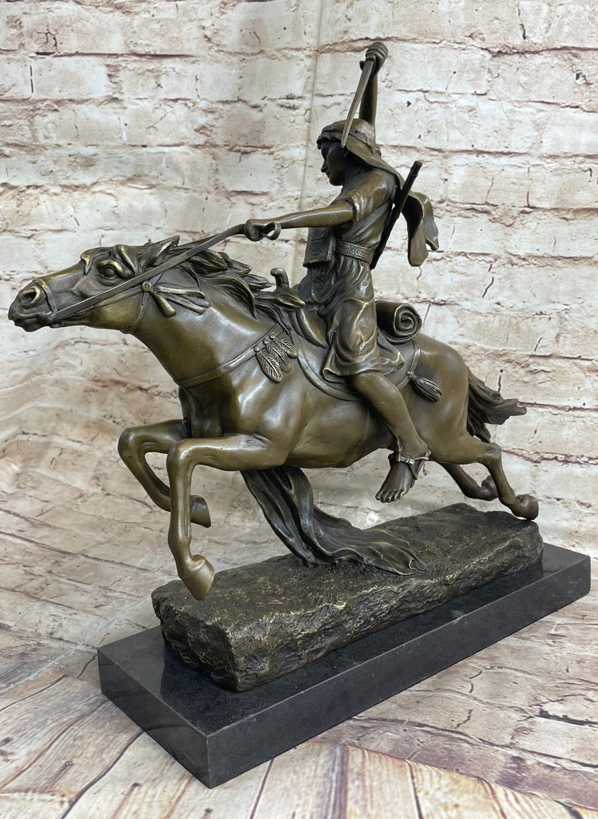 Franz Bergman - Austrian cold painted bronze Arab on horseback with Sword