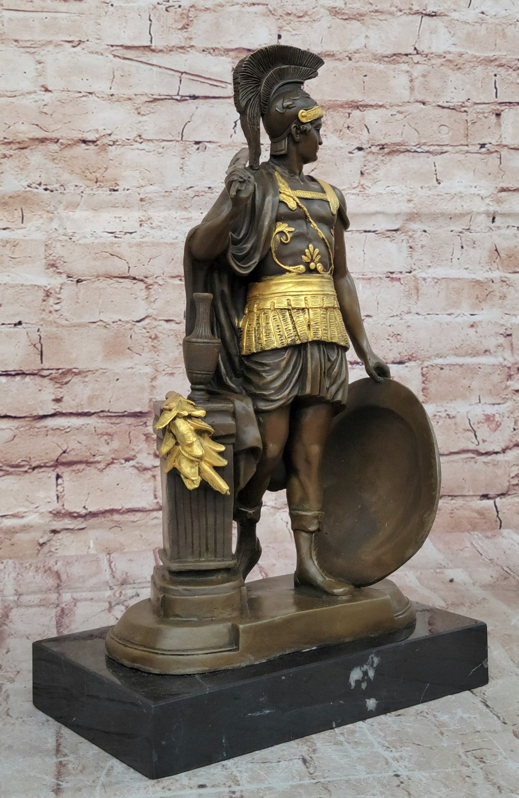 Fine Art Roman Warrior Bronze Sculpture Gilt Statue Hand Made Lost Wax