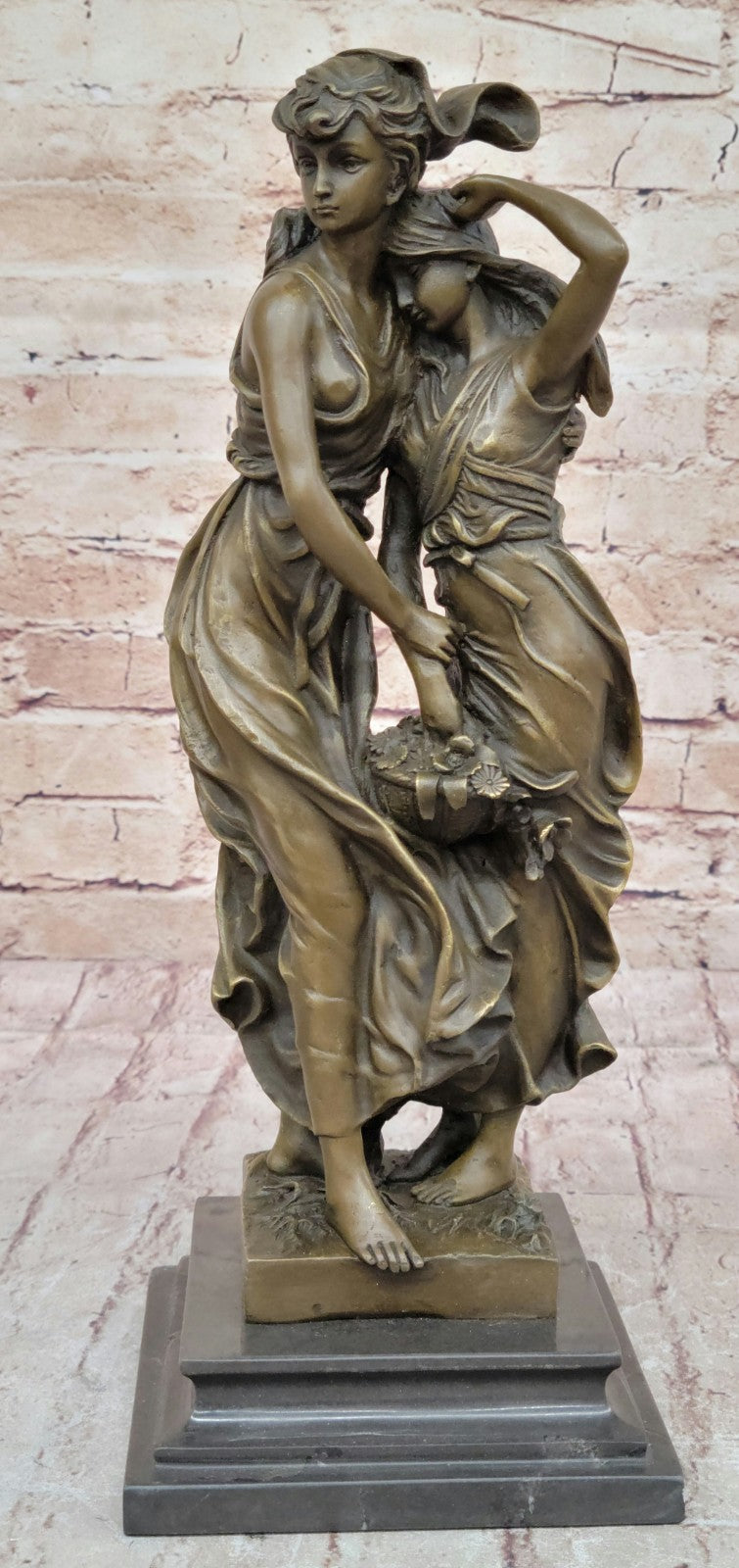 Handcrafted bronze sculpture SALE Flowe In Girl Young Two Moreau By Consolation