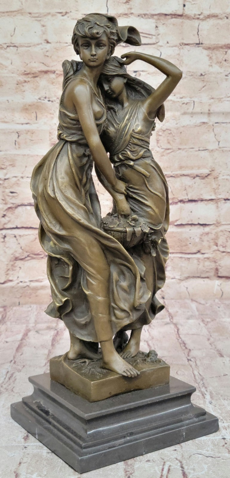 Handcrafted bronze sculpture SALE Flowe In Girl Young Two Moreau By Consolation