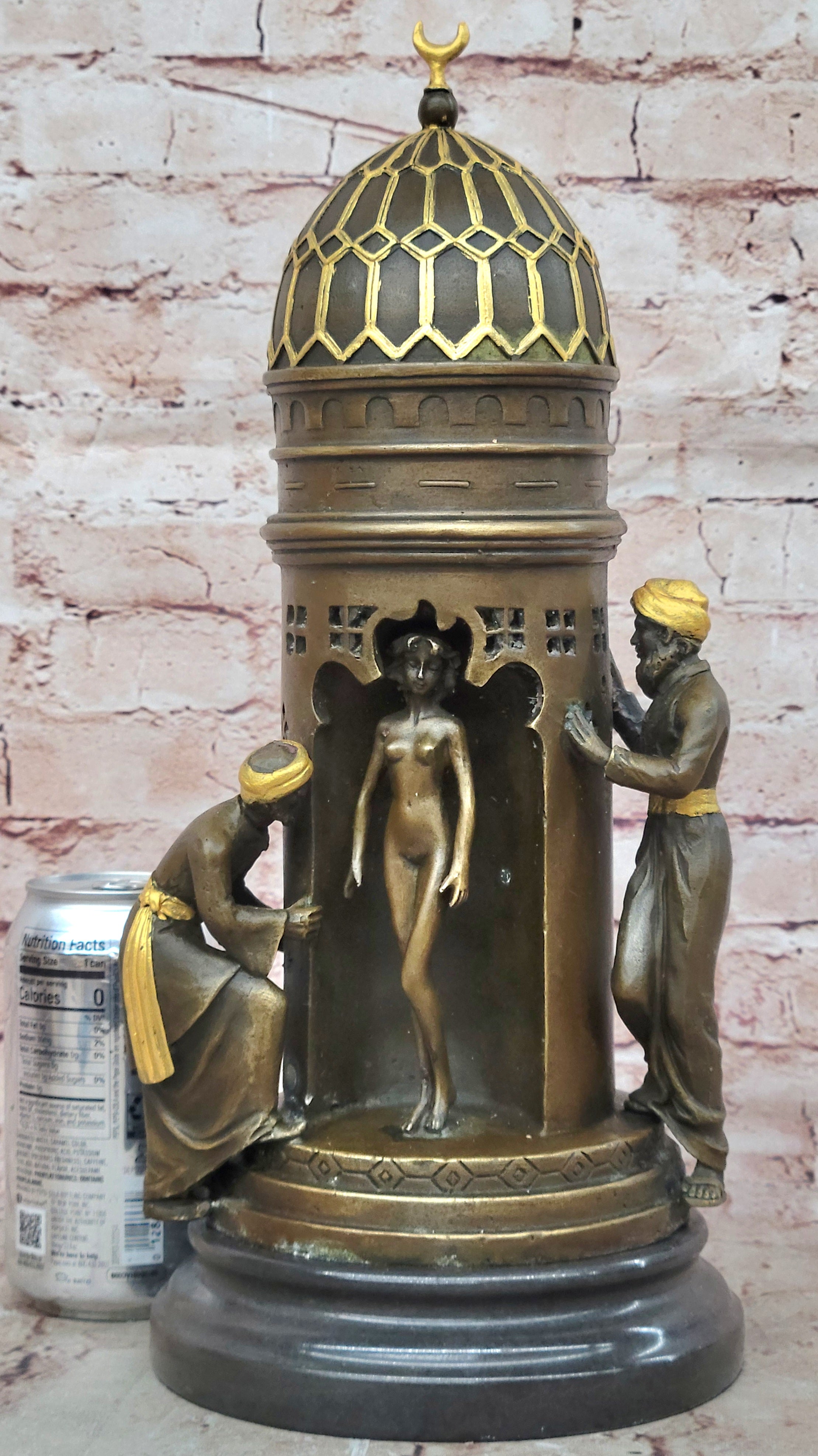 Handcrafted bronze sculpture SALE Fema Nude Men Arab Harem Ali Peeping Oriental