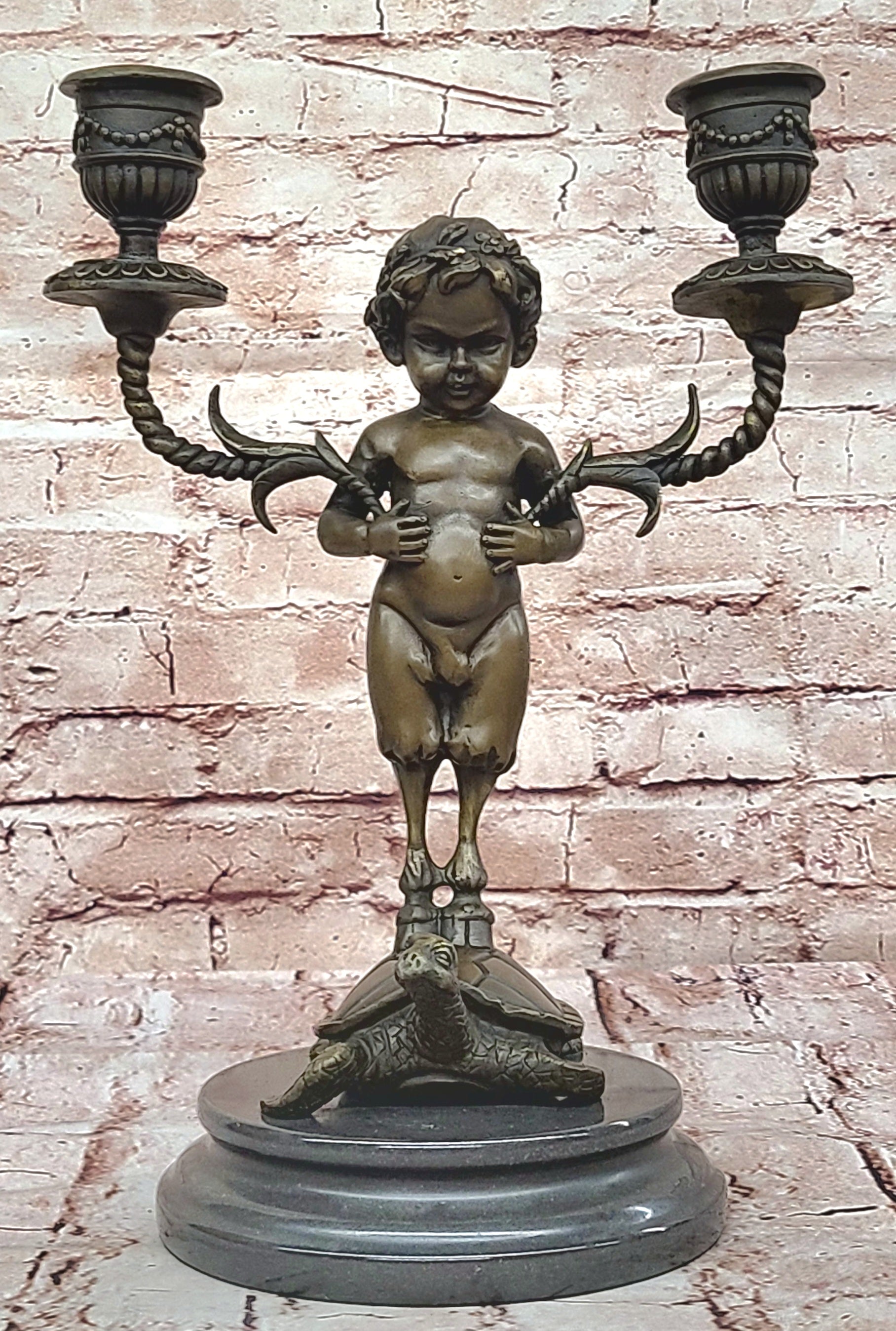 Handcrafted bronze sculpture SALE Holde Candle Artist Italian Vitaleh Aldo Rare