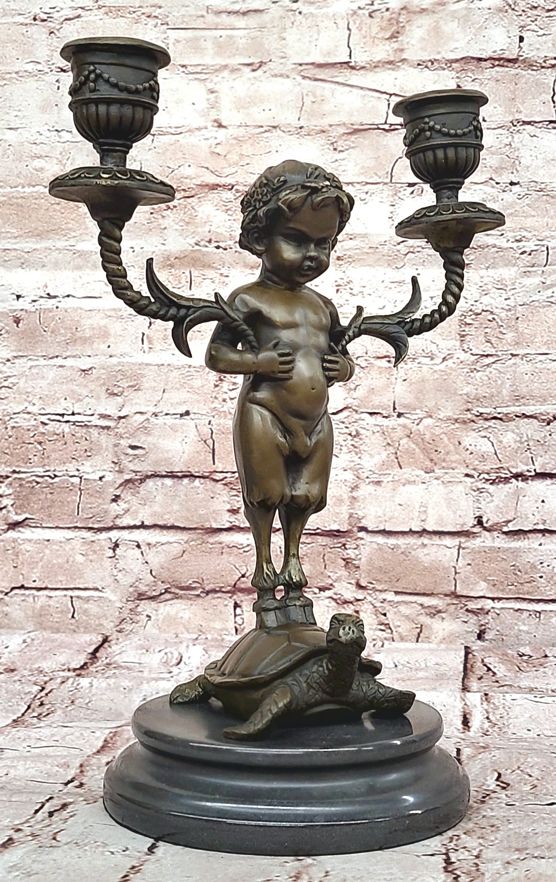 Handcrafted bronze sculpture SALE Holde Candle Artist Italian Vitaleh Aldo Rare