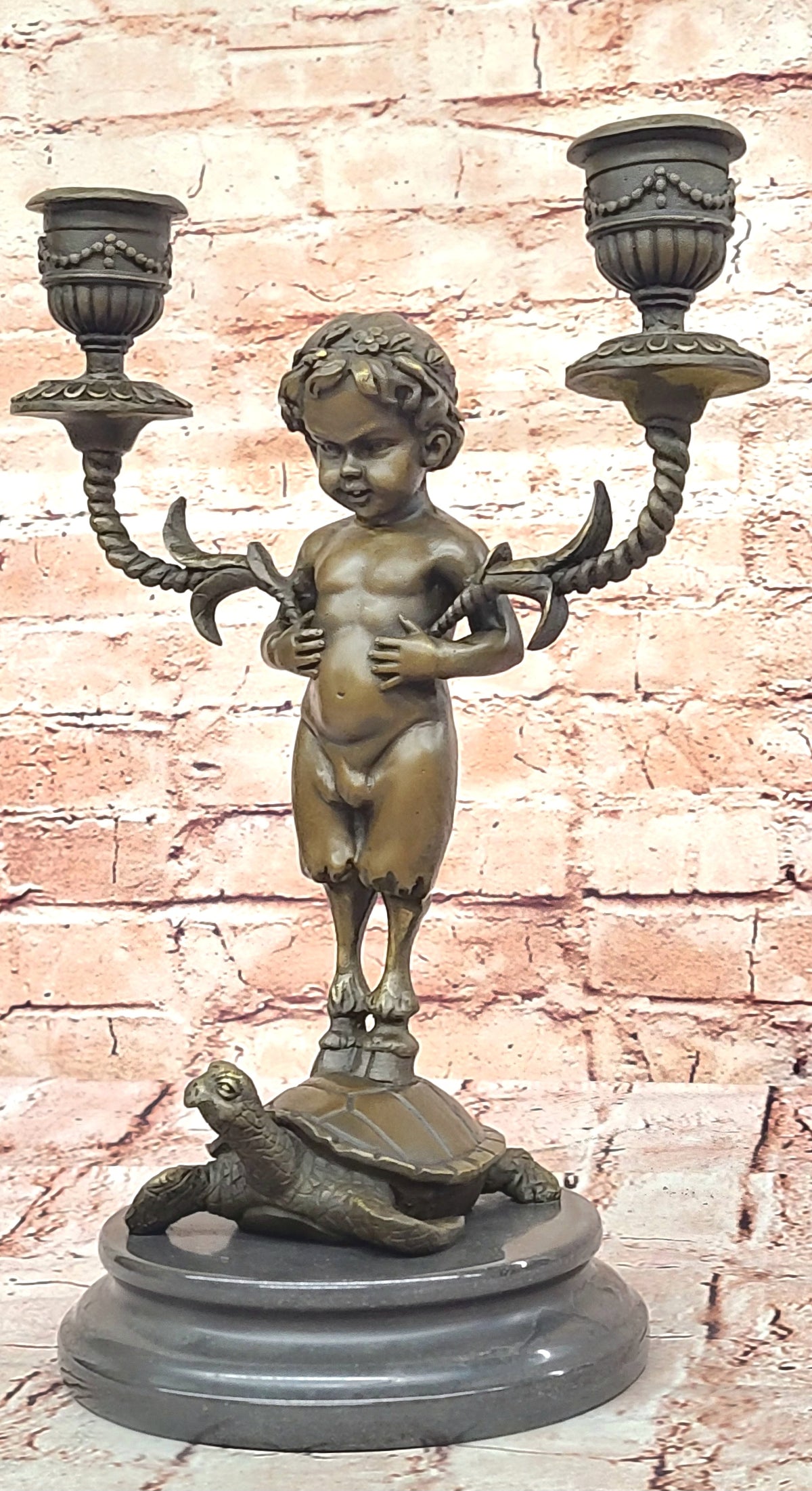 Handcrafted bronze sculpture SALE Holde Candle Artist Italian Vitaleh Aldo Rare