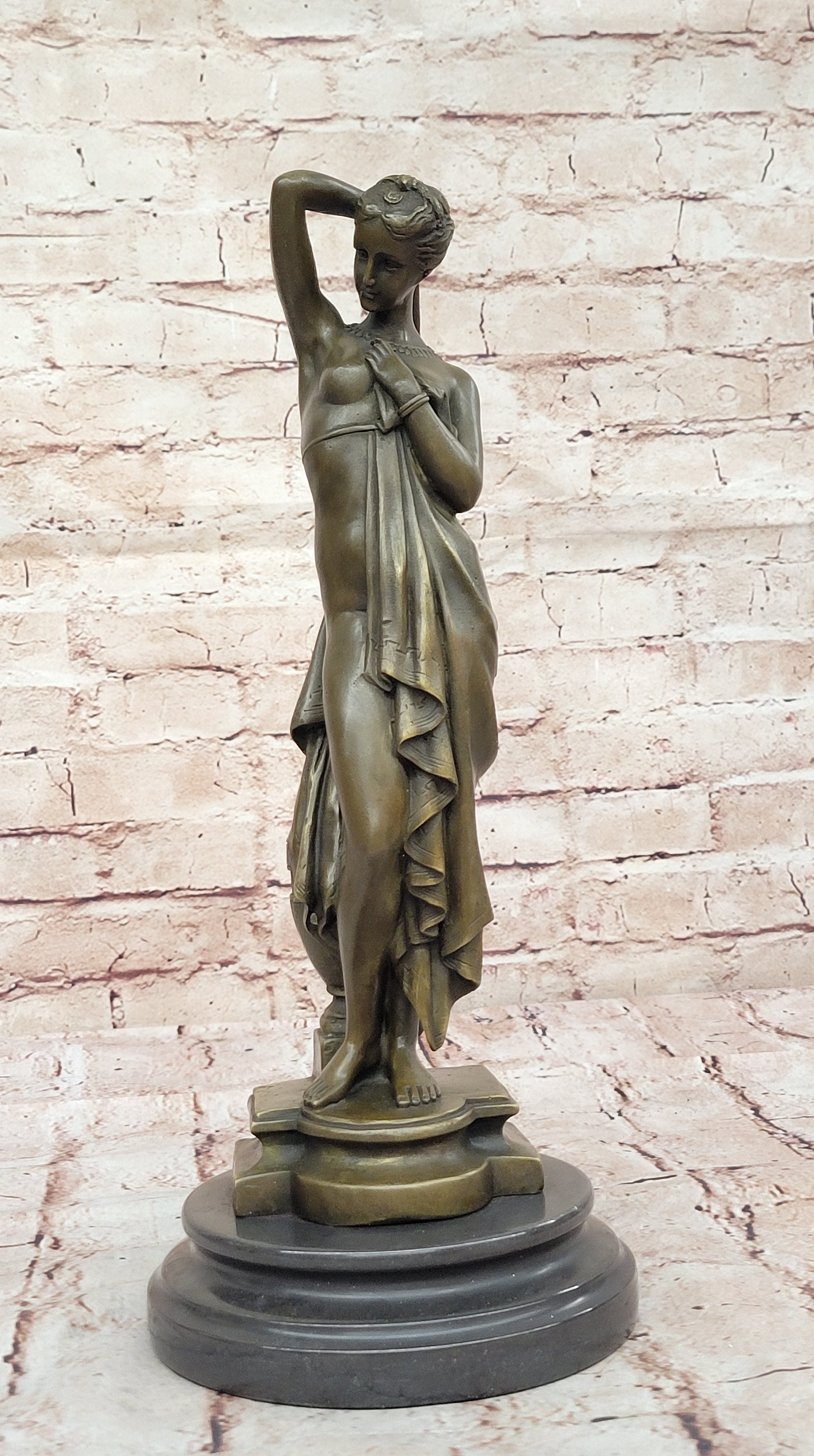 Figurine Femme Nue Phryne Érotique Bronze Statue Élégant Art Deco Signé Figure