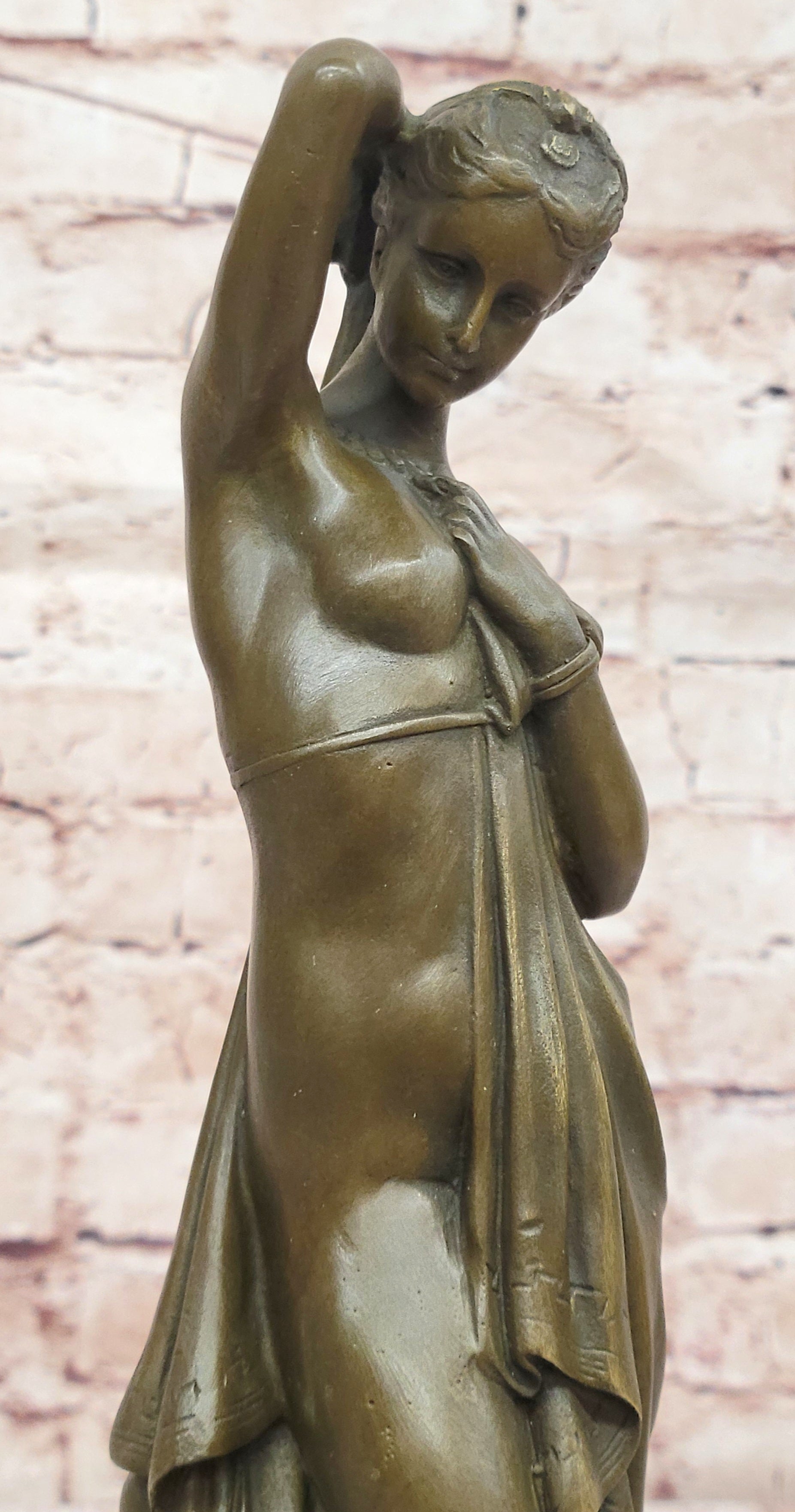 Figurine Femme Nue Phryne Érotique Bronze Statue Élégant Art Deco Signé Figure