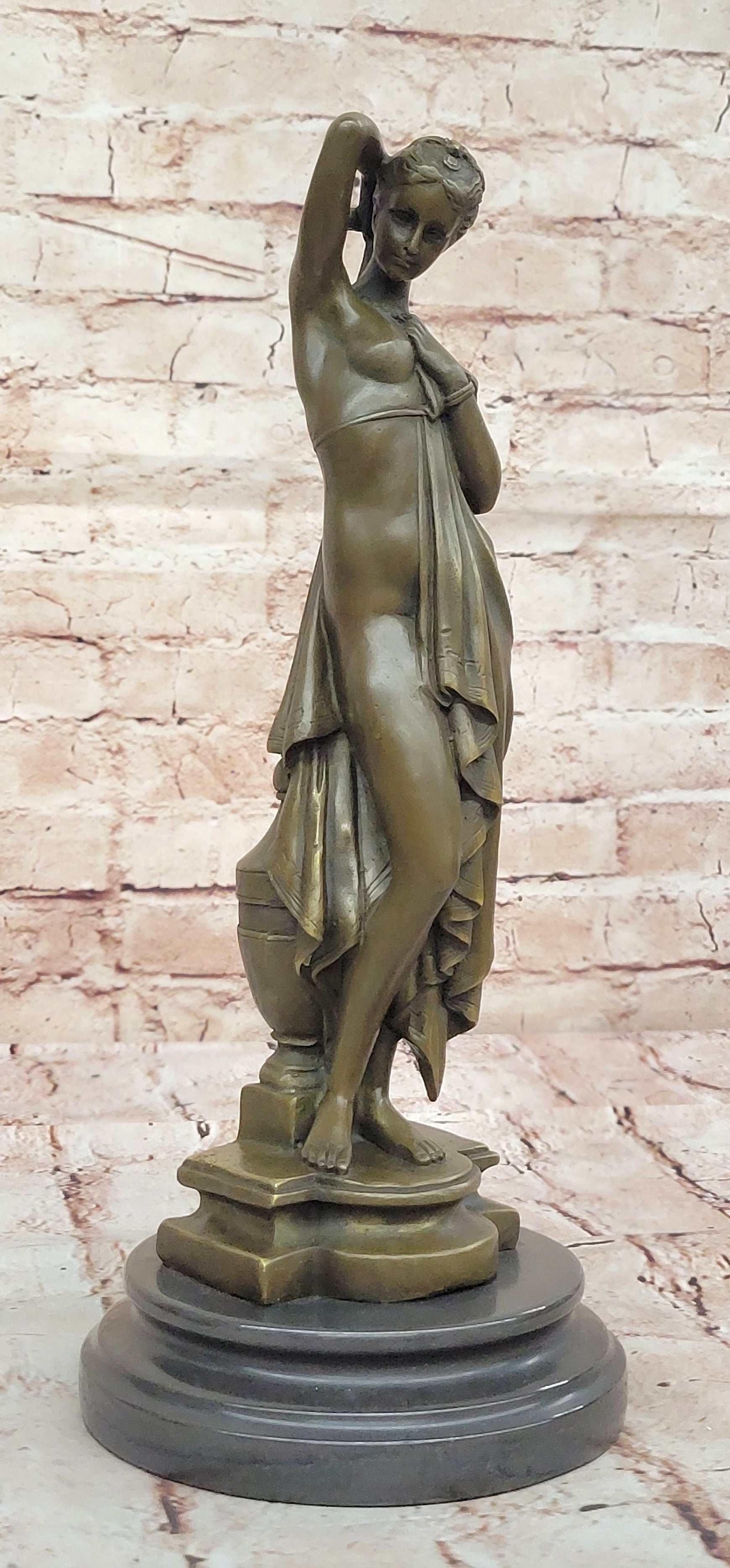 Figurine Femme Nue Phryne Érotique Bronze Statue Élégant Art Deco Signé Figure