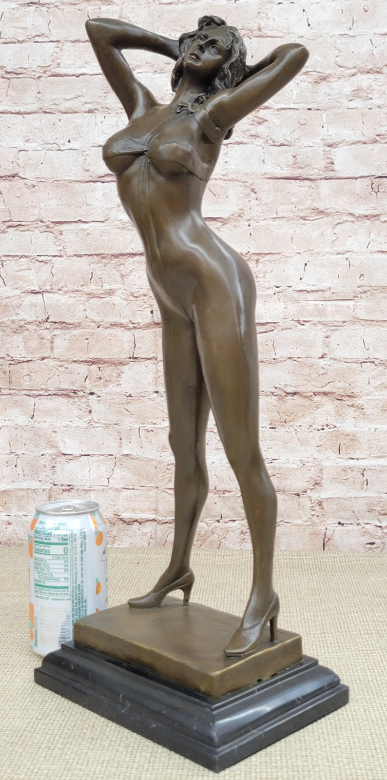 Signed High Quality Art Deco Bronze Nude Girl Marble Plinth Statue Hotcast Gift