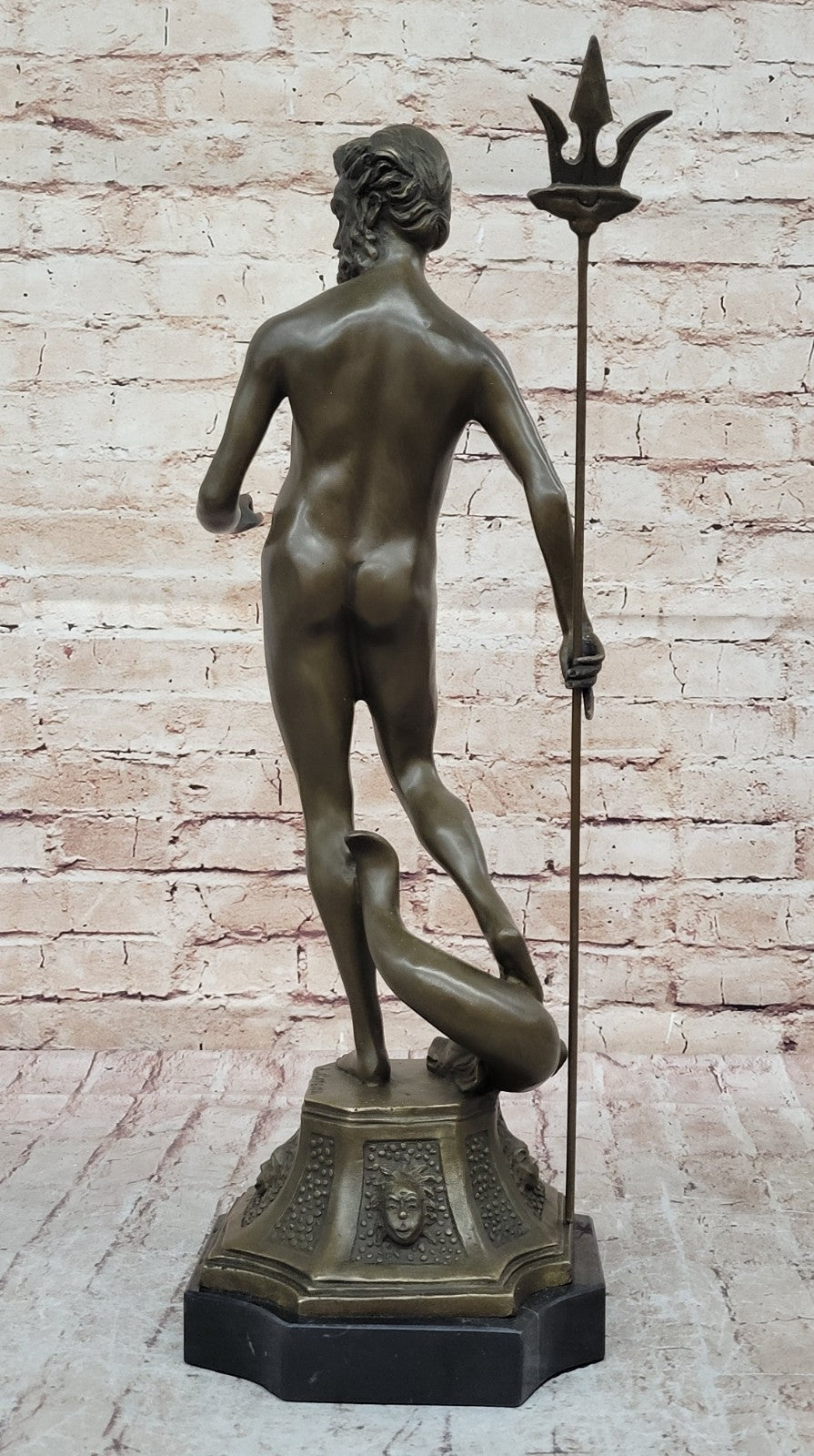 Poseidon Bronze Nude signiert Bronzestatue Bronzeskulptur Bronzefigur Statue