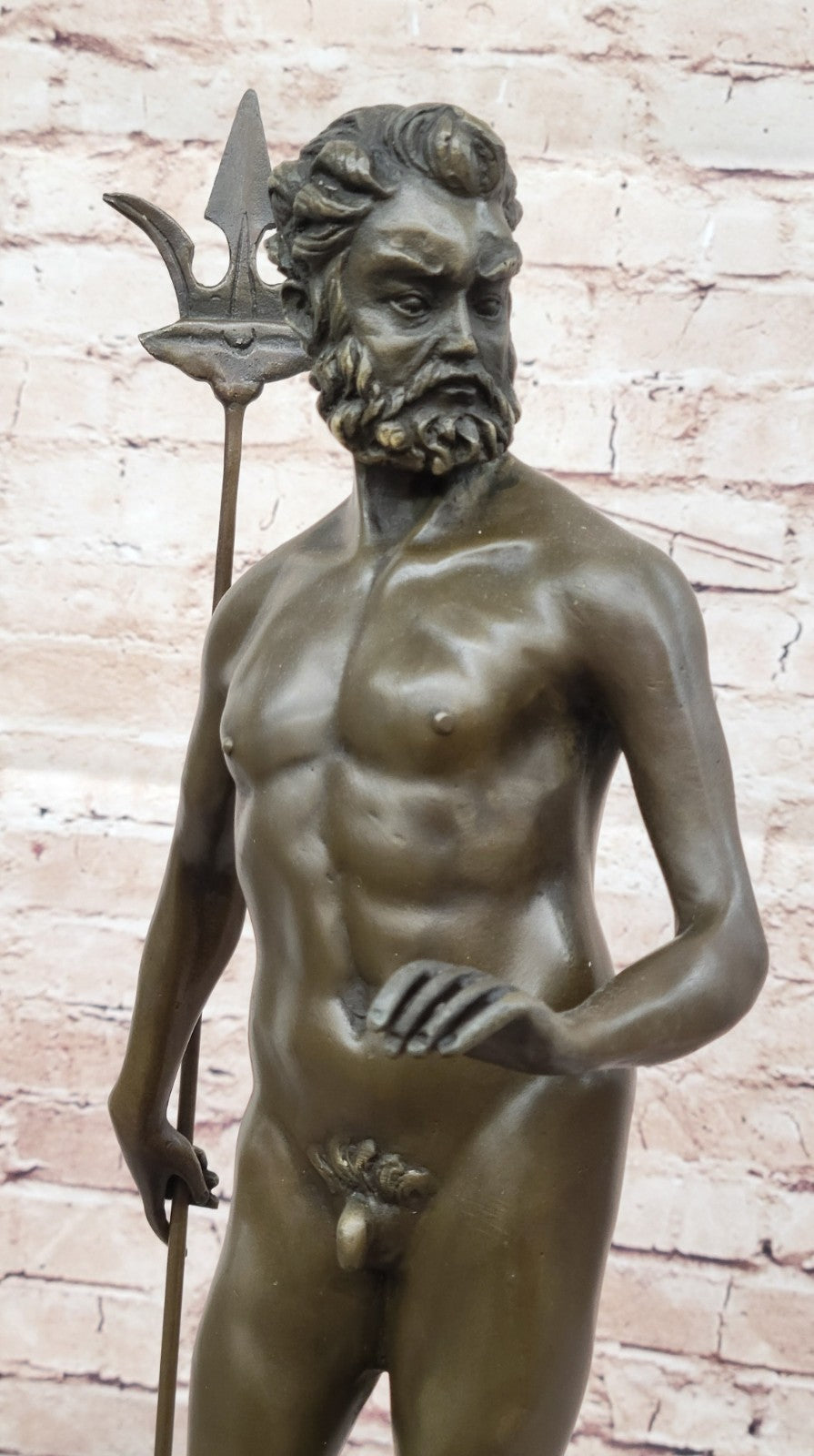 Poseidon Bronze Nude signiert Bronzestatue Bronzeskulptur Bronzefigur Statue