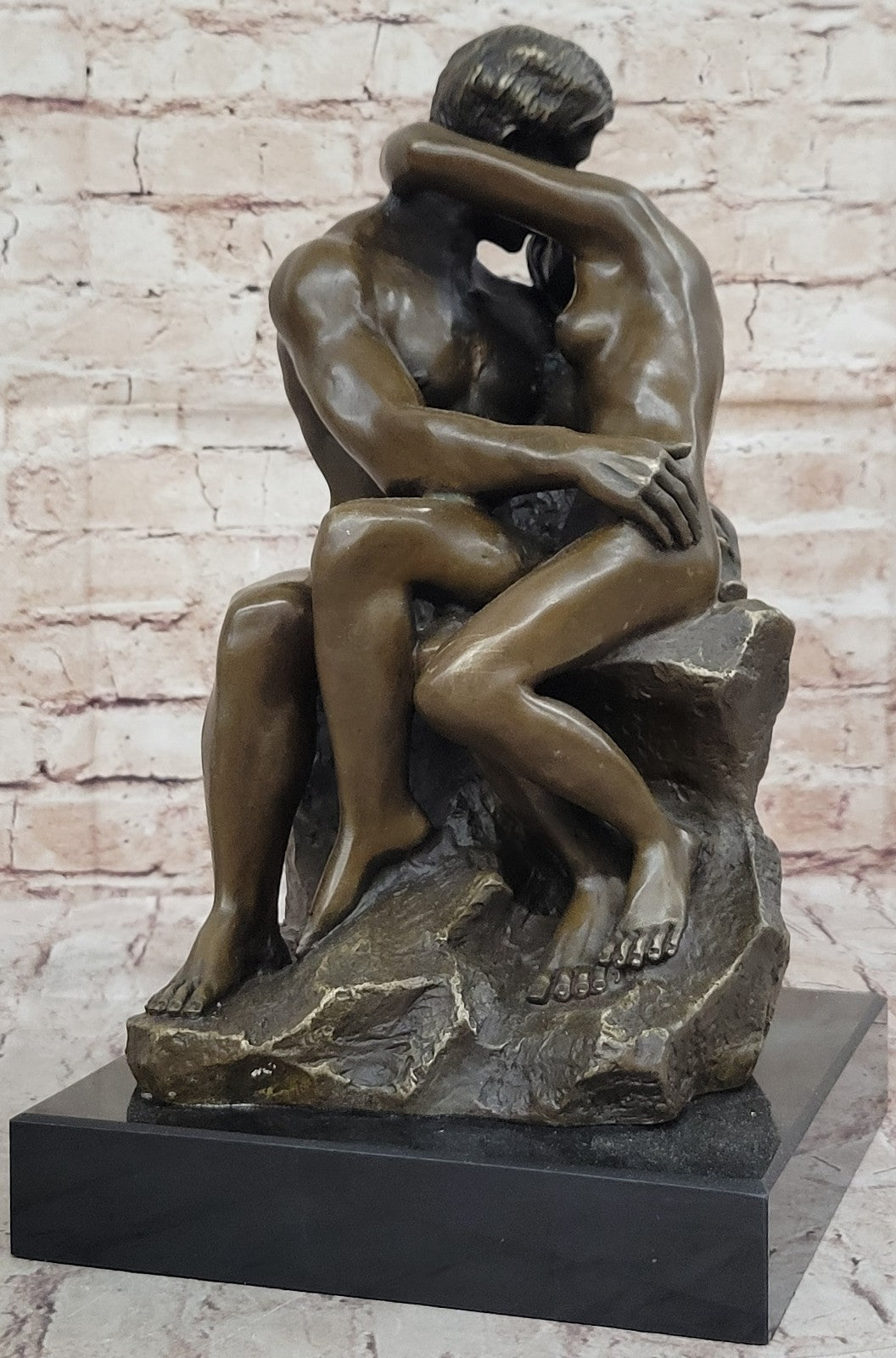 Bronze The Kiss Lovers Sculpture Auguste Rodin Nude Erotic Statue gift love art
