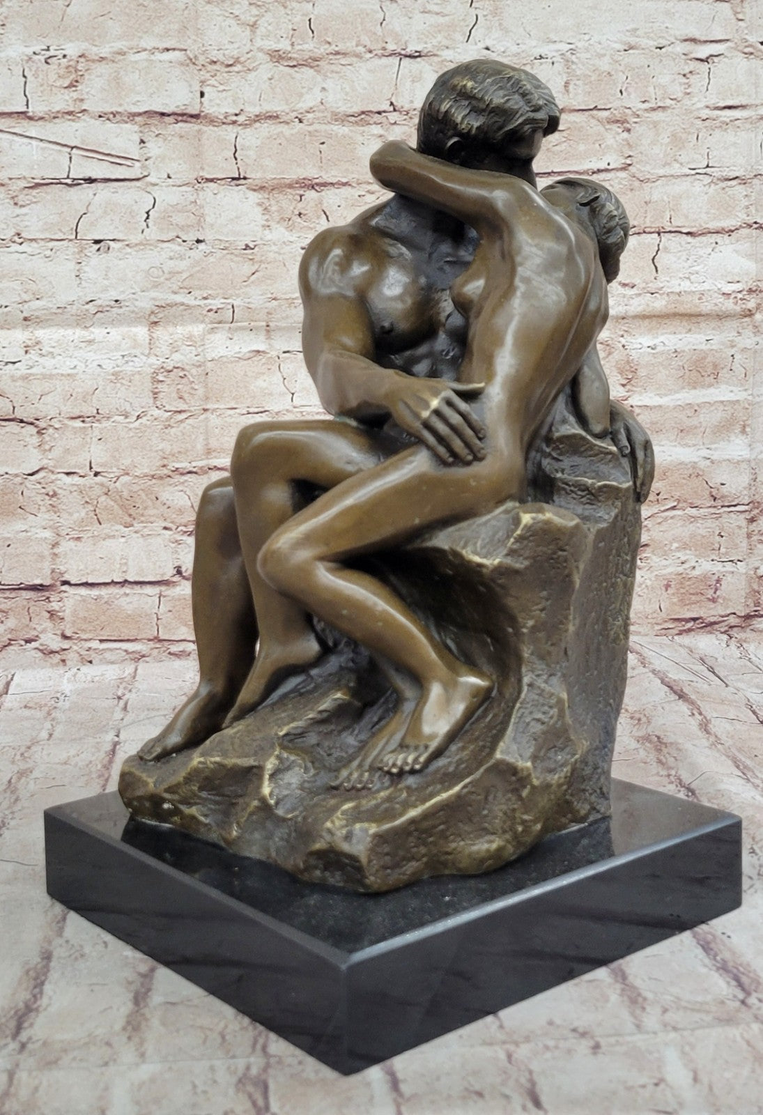 Bronze The Kiss Lovers Sculpture Auguste Rodin Nude Erotic Statue gift love art