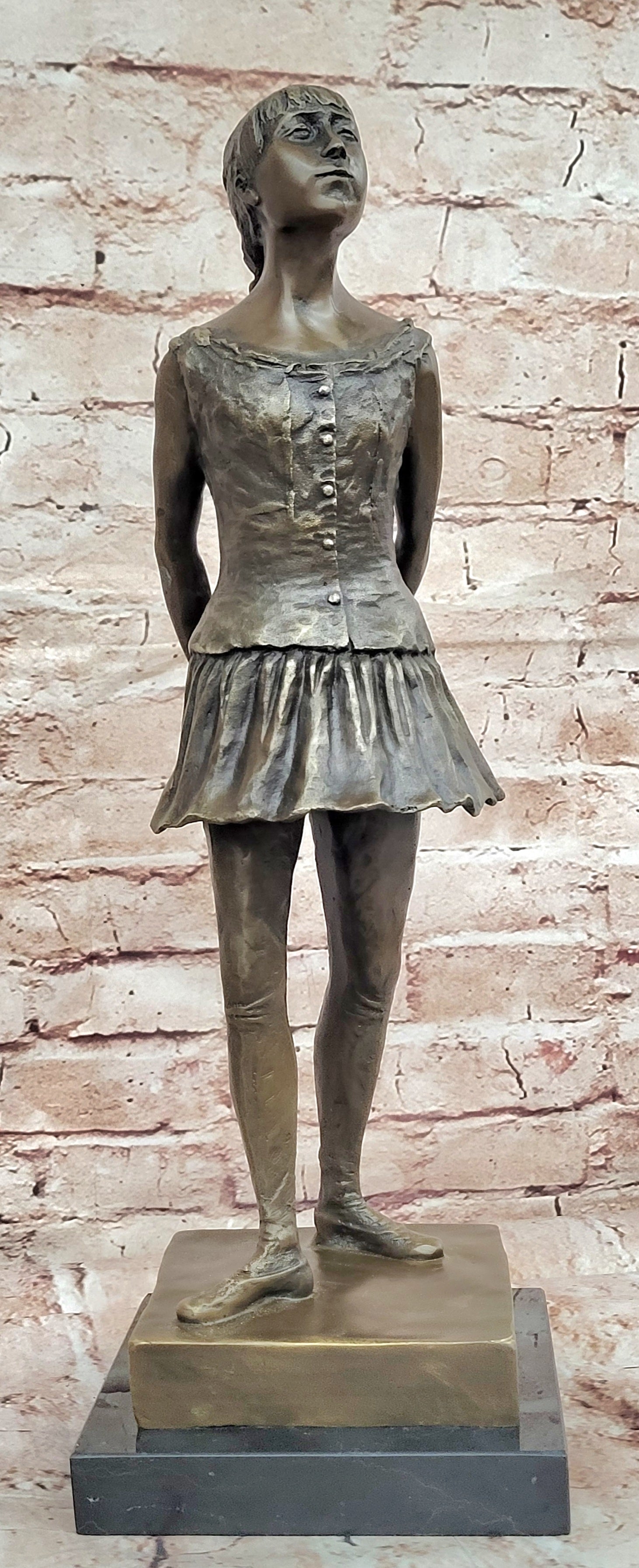 SUPERB EDGAR DEGAS BALLERINA DANCER, SIGNED BRONZE STATUE FIGURE SCULPTURE