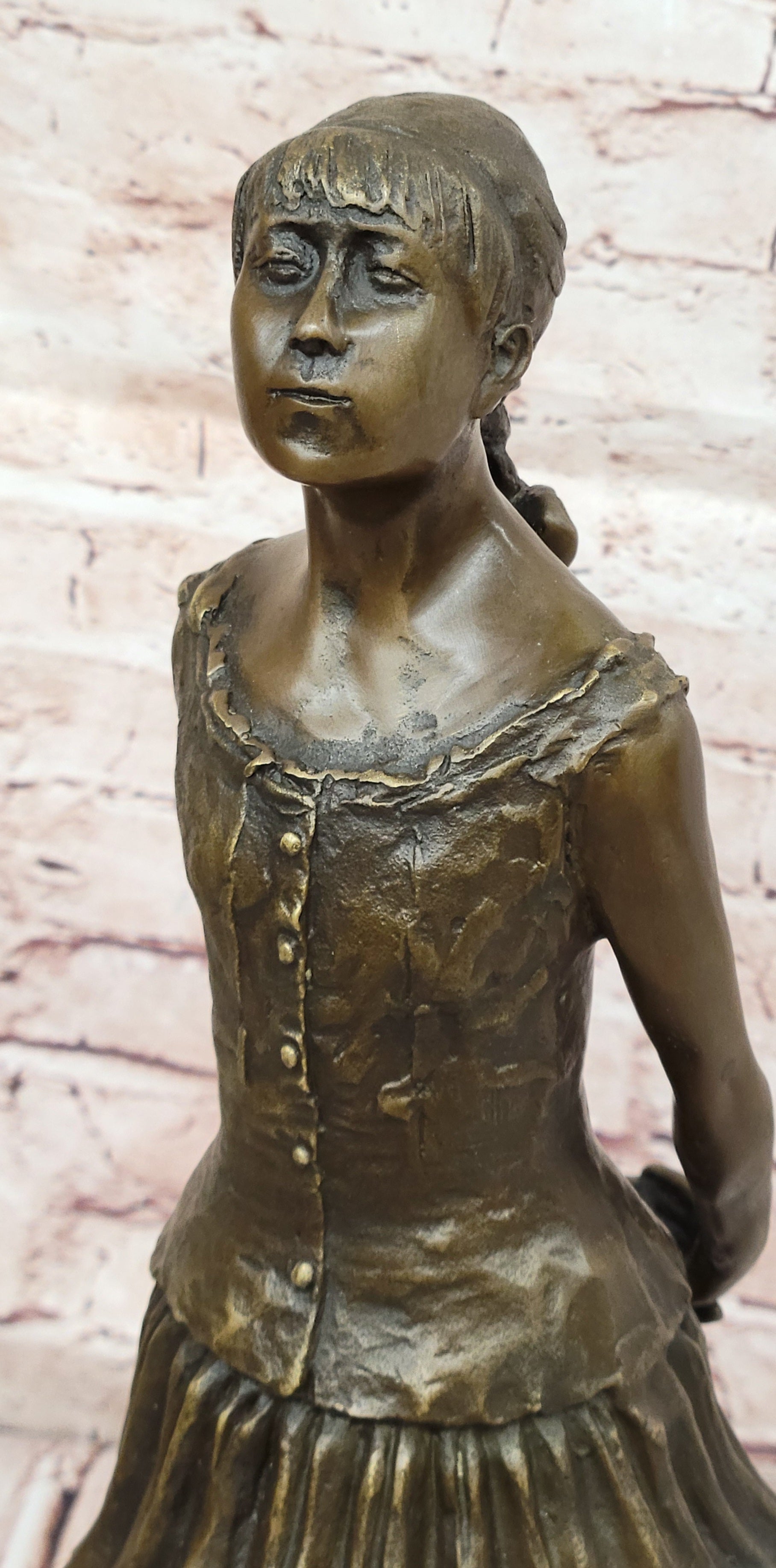SUPERB EDGAR DEGAS BALLERINA DANCER, SIGNED BRONZE STATUE FIGURE SCULPTURE