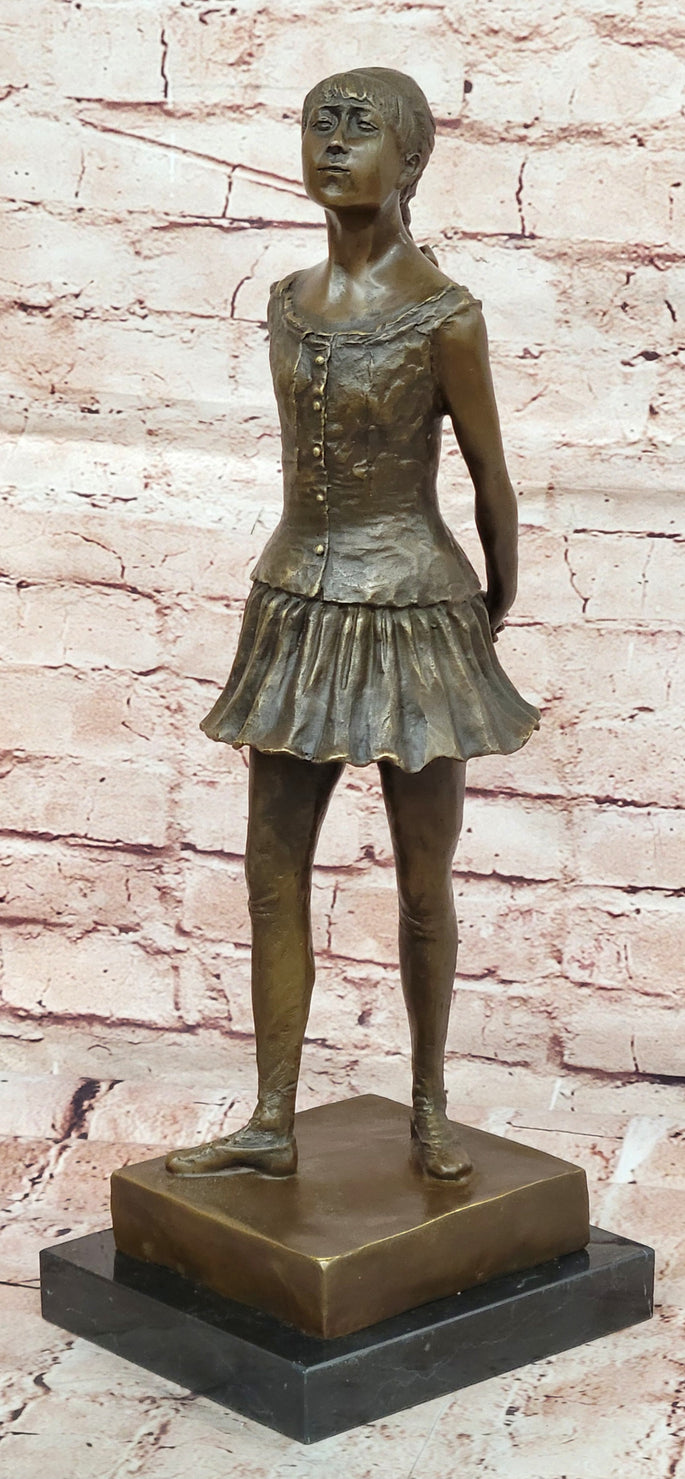SUPERB EDGAR DEGAS BALLERINA DANCER, SIGNED BRONZE STATUE FIGURE SCULPTURE