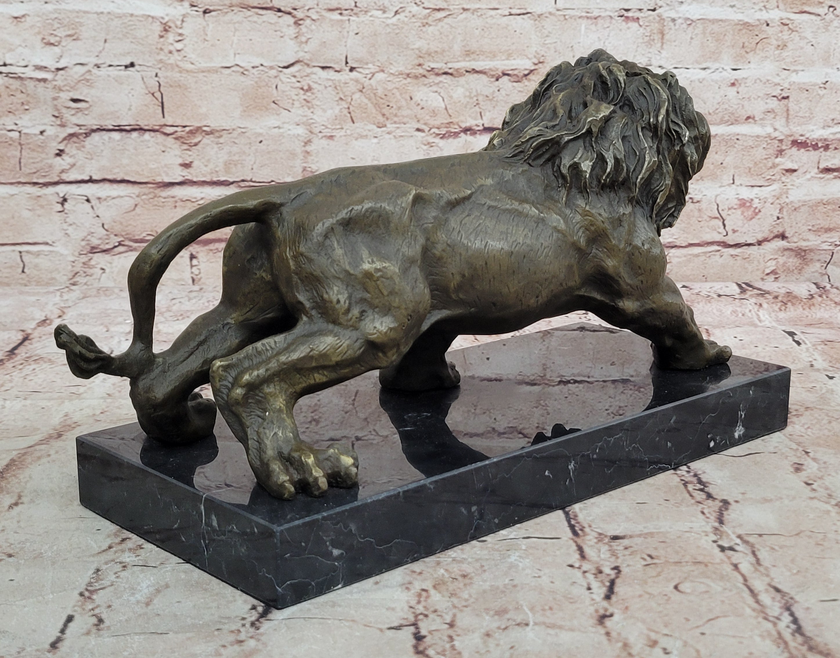Handcrafted 14 LBS Large African Male Lion Museum Quality Bronze Statue Artwork