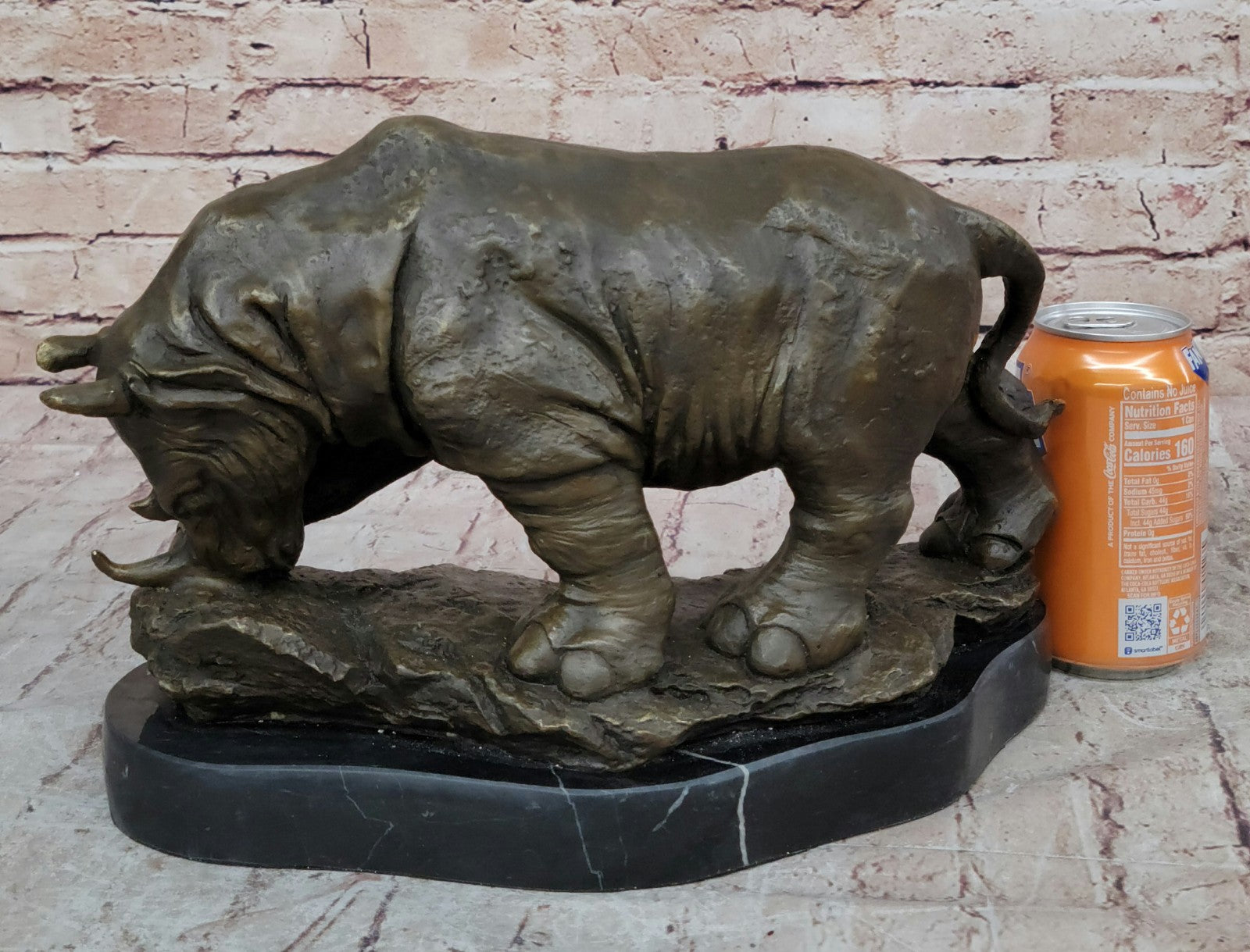 Handcrafted Detailed Rhino Rhinoceros Home Office Decor Bronze Figurine Sale