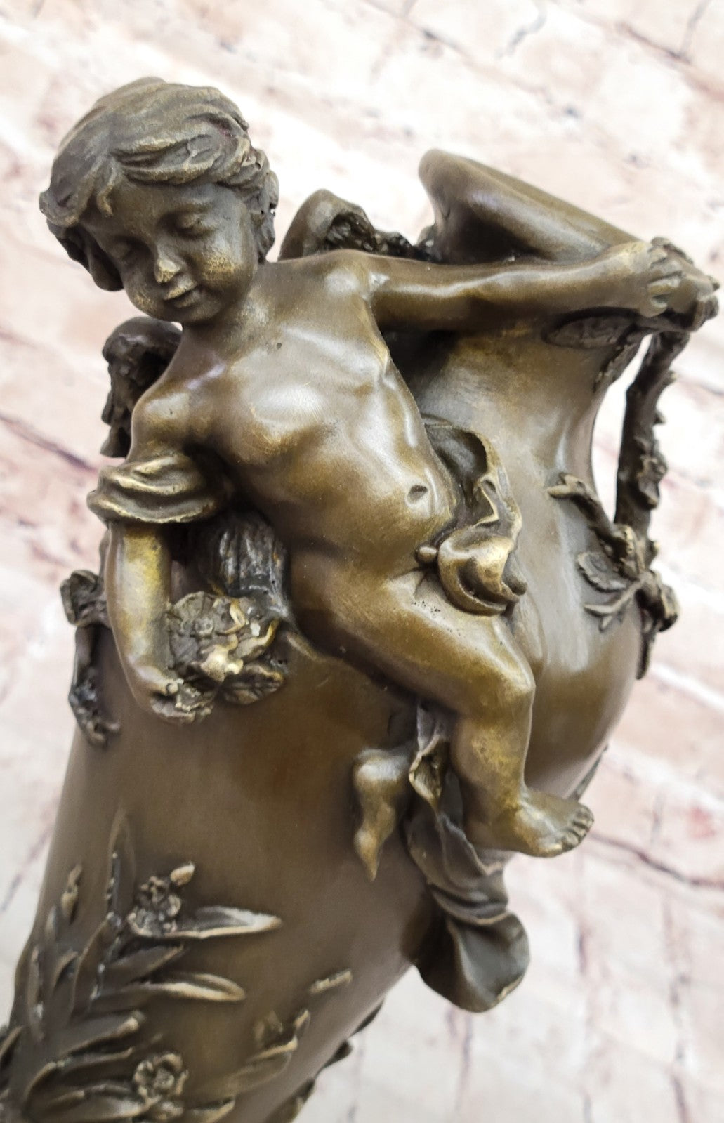 Art Deco Victorian Style Baby Angel Cherubs Vase Planter Bronze Statue Sale