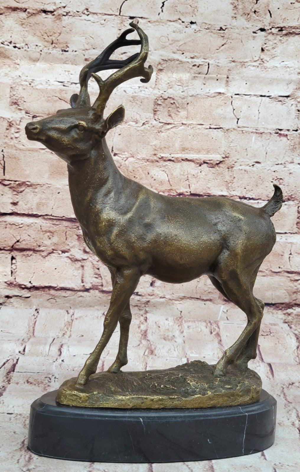Buck Deer Elk Stag Wildlife Art Cabin Lodge Sportsman Art Bronze Marble Statue