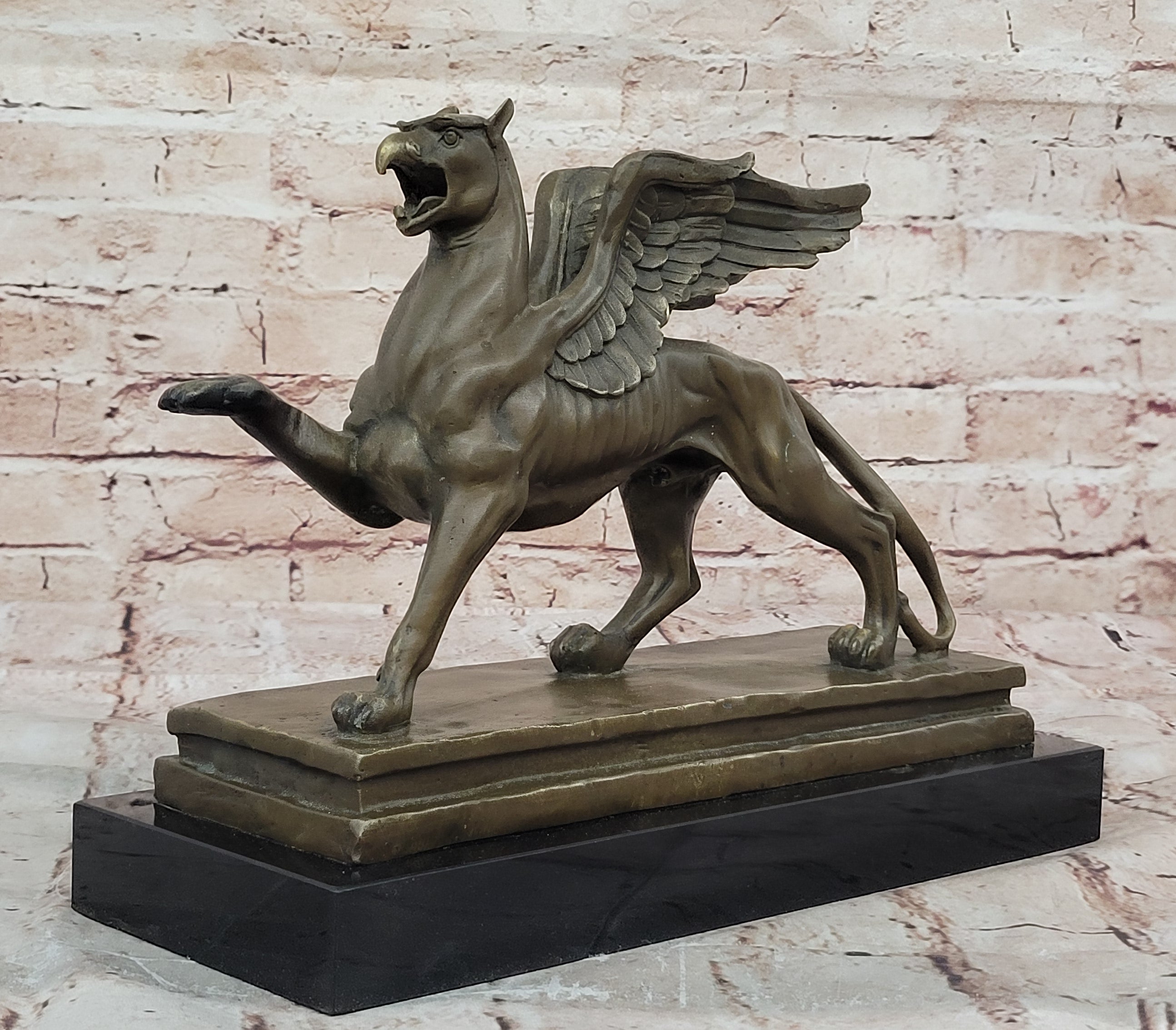 Handcrafted bronze sculpture SALE Base Marble With Griffin Hot Cast