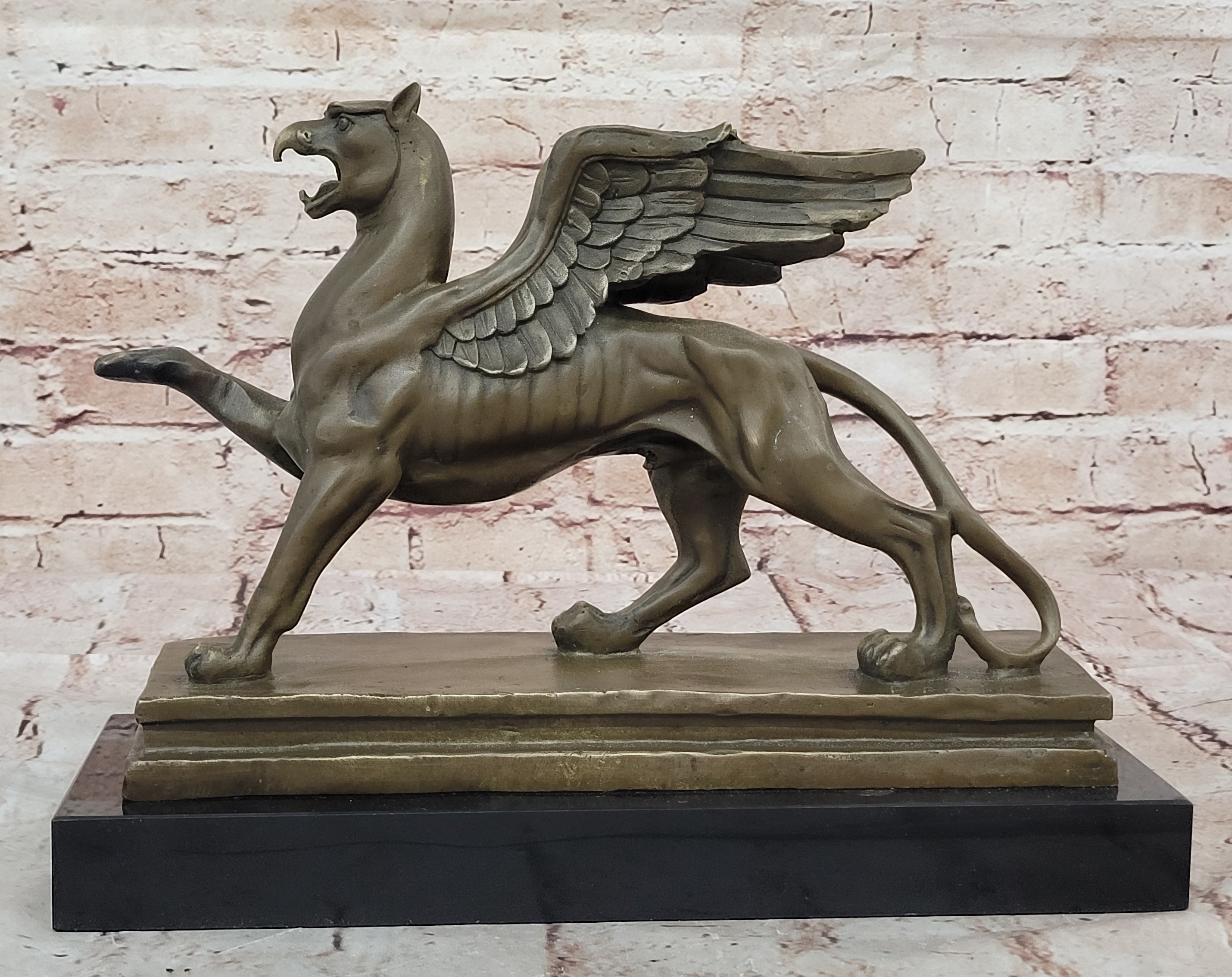 Handcrafted bronze sculpture SALE Base Marble With Griffin Hot Cast