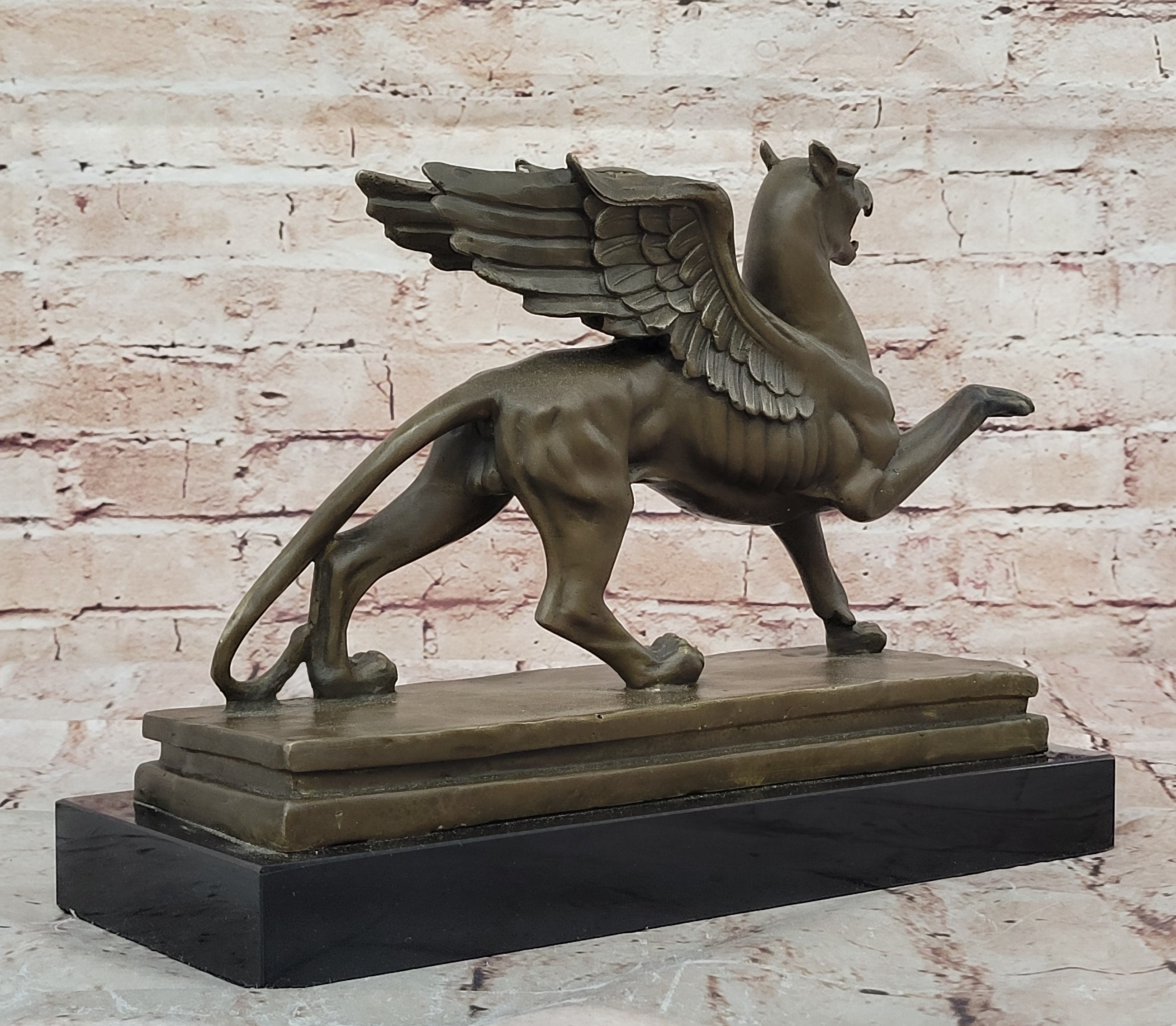 Handcrafted bronze sculpture SALE Base Marble With Griffin Hot Cast