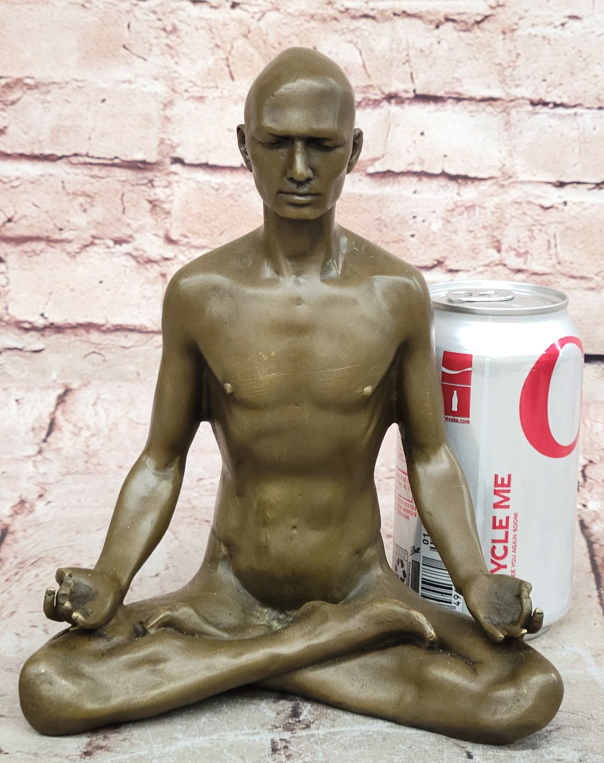Bronze Statue Sensual Hot Cast Male Athlete Yoga Exercise Room Gym Art Figurine