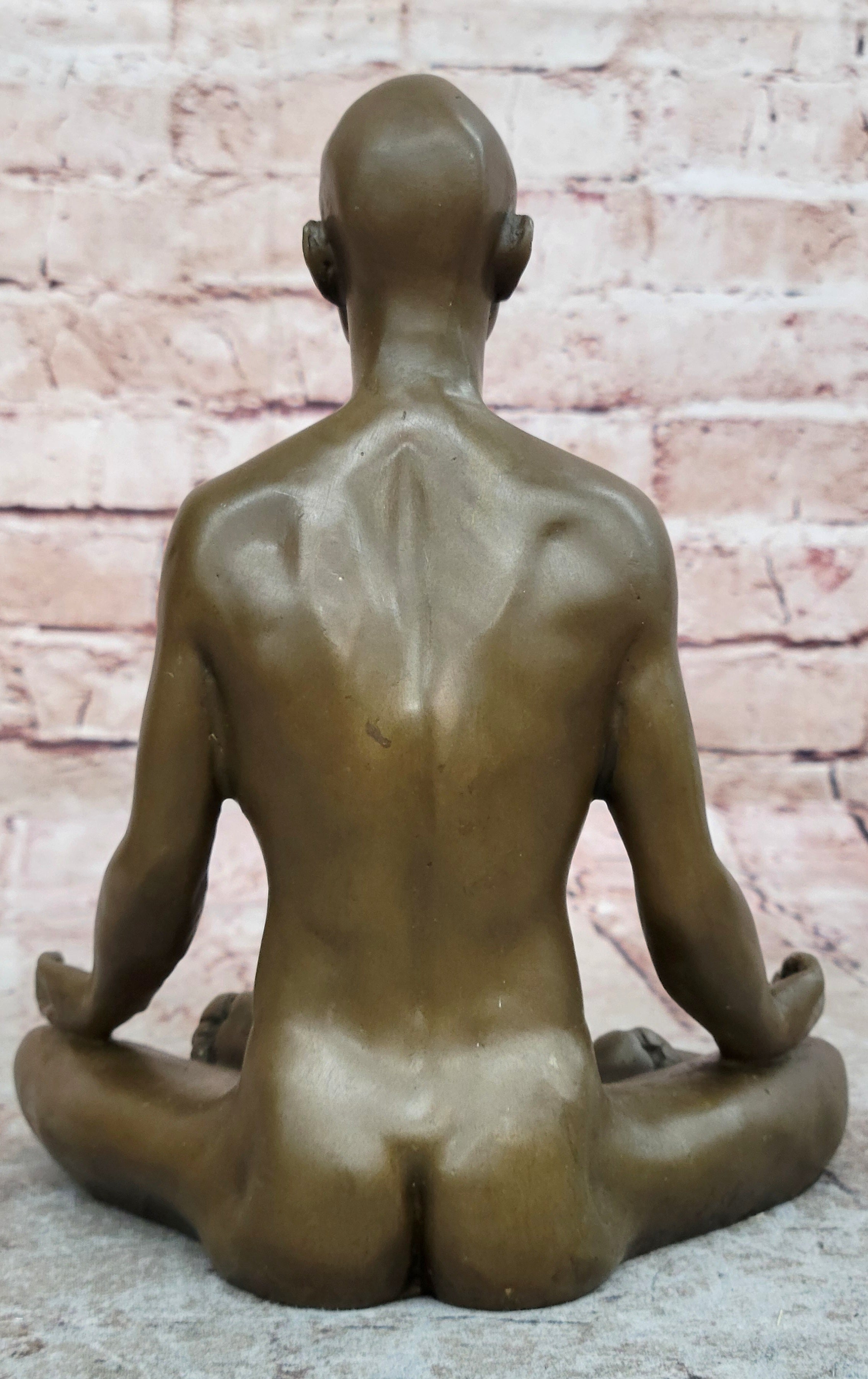 Bronze Statue Sensual Hot Cast Male Athlete Yoga Exercise Room Gym Art Figurine