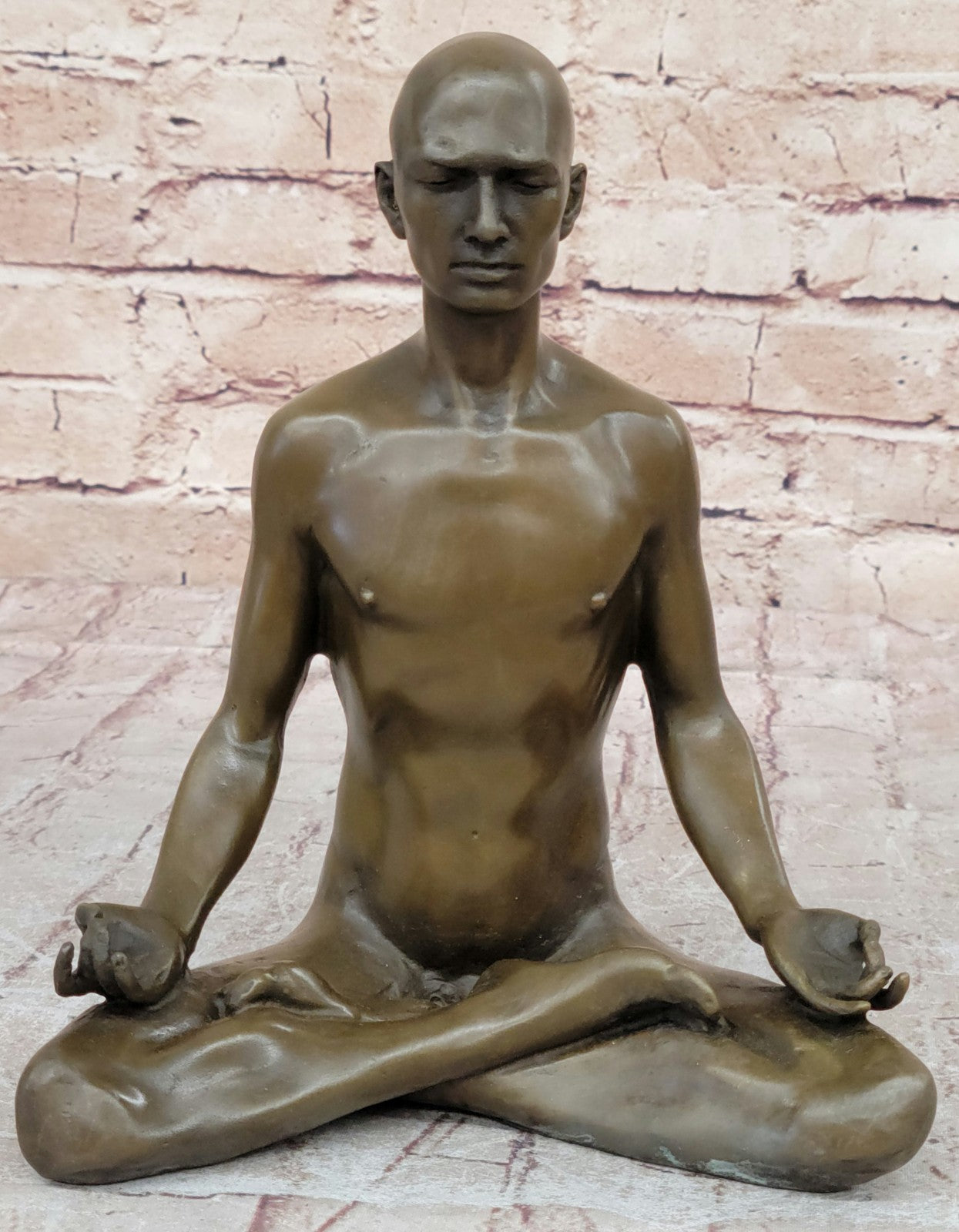 Bronze Statue Sensual Hot Cast Male Athlete Yoga Exercise Room Gym Art Figurine