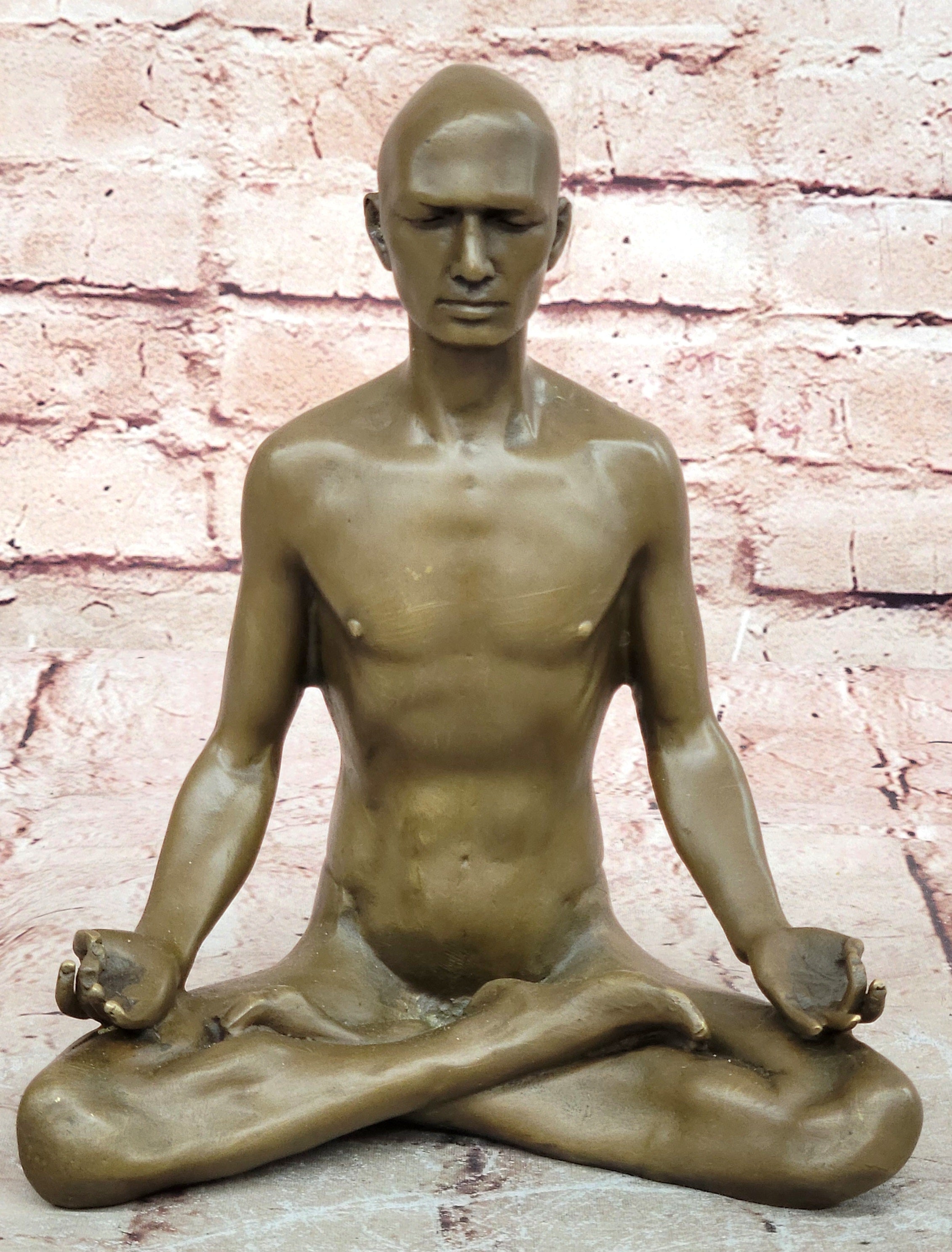 Bronze Statue Sensual Hot Cast Male Athlete Yoga Exercise Room Gym Art Figurine