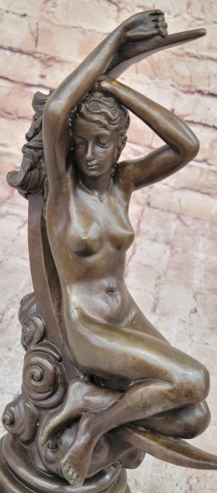 Roche Nude Woman Sitting on Moon Bronze Statue Hot Casr Classic Sculpture Decor