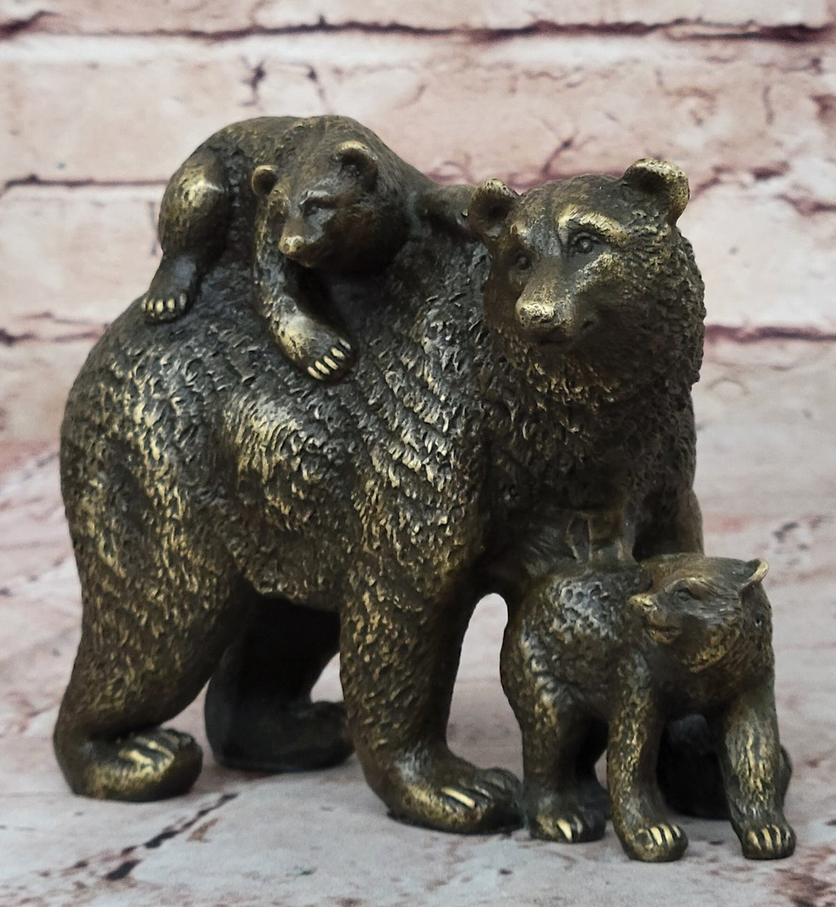 Art Deco Western Art Black Bear Group Wildlife Home Cabin Bronze Sculpture Milo