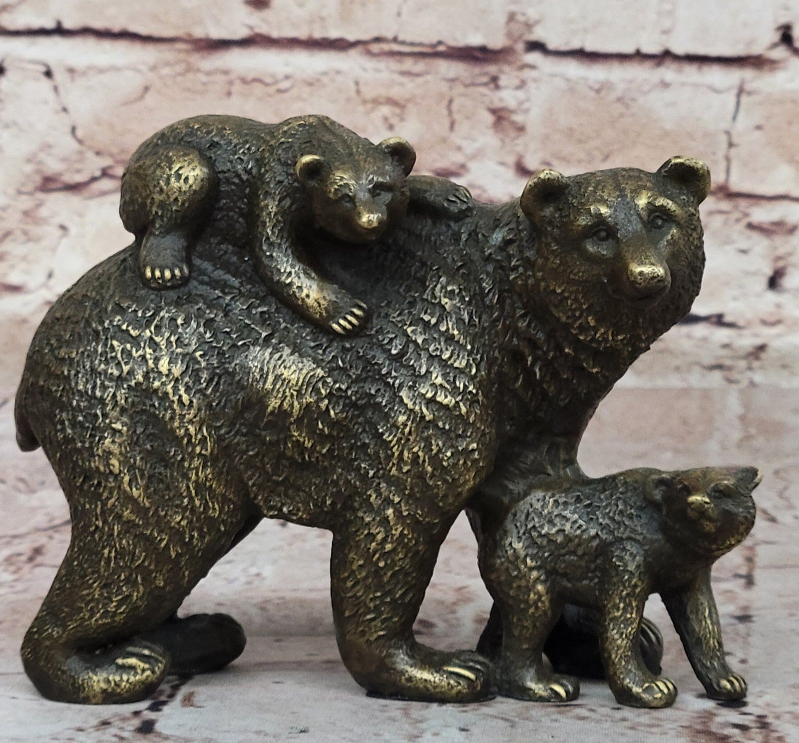 Art Deco Western Art Black Bear Group Wildlife Home Cabin Bronze Sculpture Milo