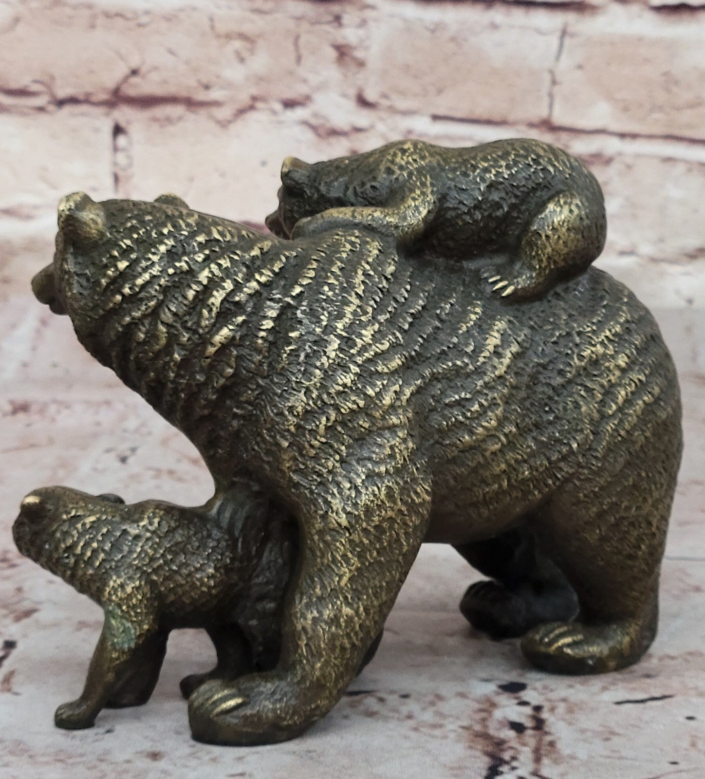 Art Deco Western Art Black Bear Group Wildlife Home Cabin Bronze Sculpture Milo