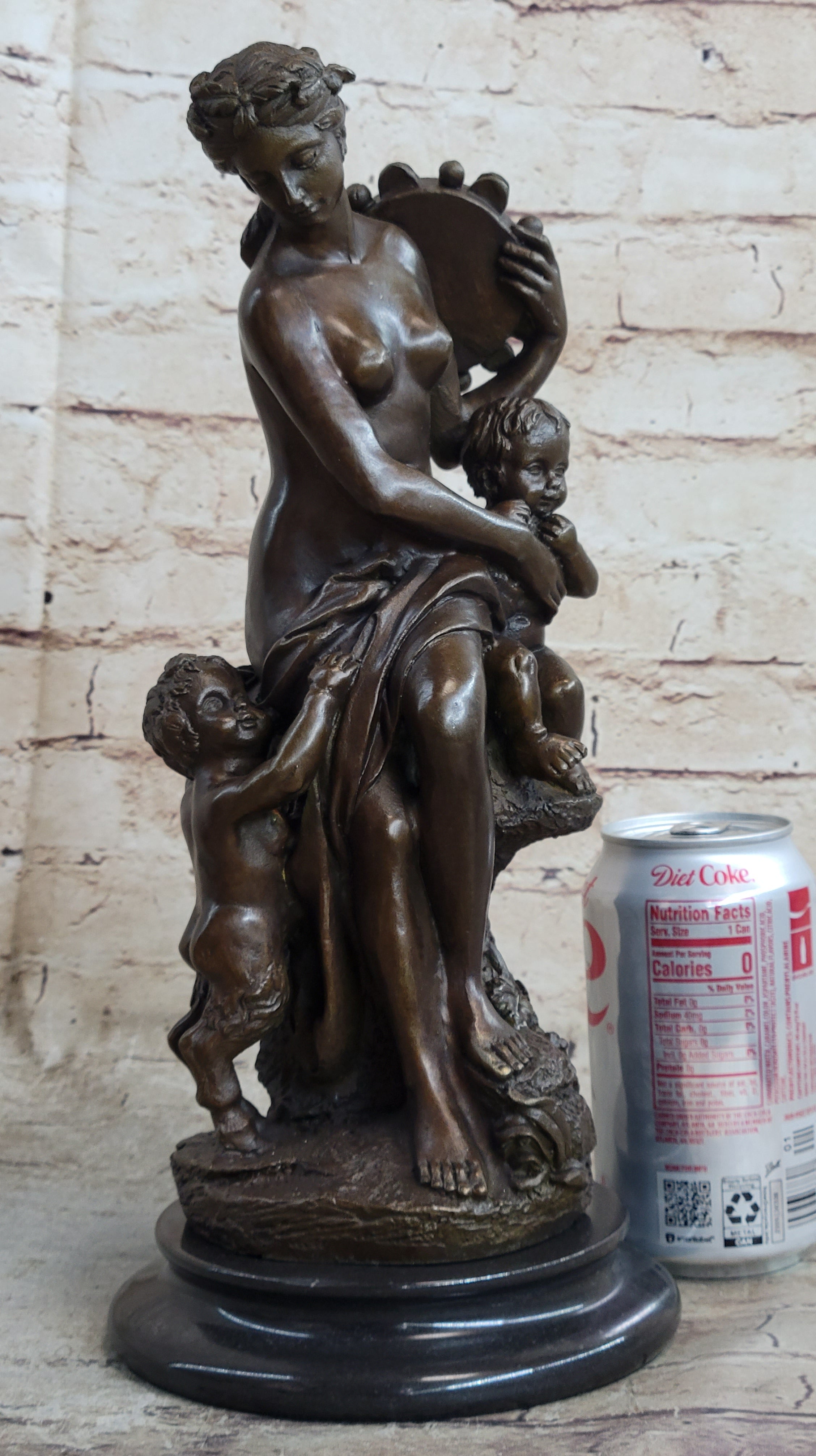 Genuine Bronze Sculpture Putti Cherub With Nude Lady Statue Figurine Figure Sale