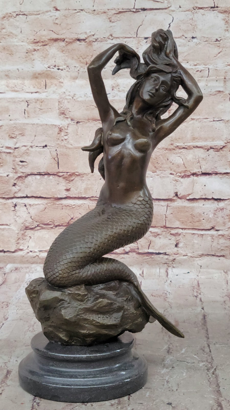 Bronze Sculpture Handcrafted Mermaid Erotic Nude Home Office Decoration Figure